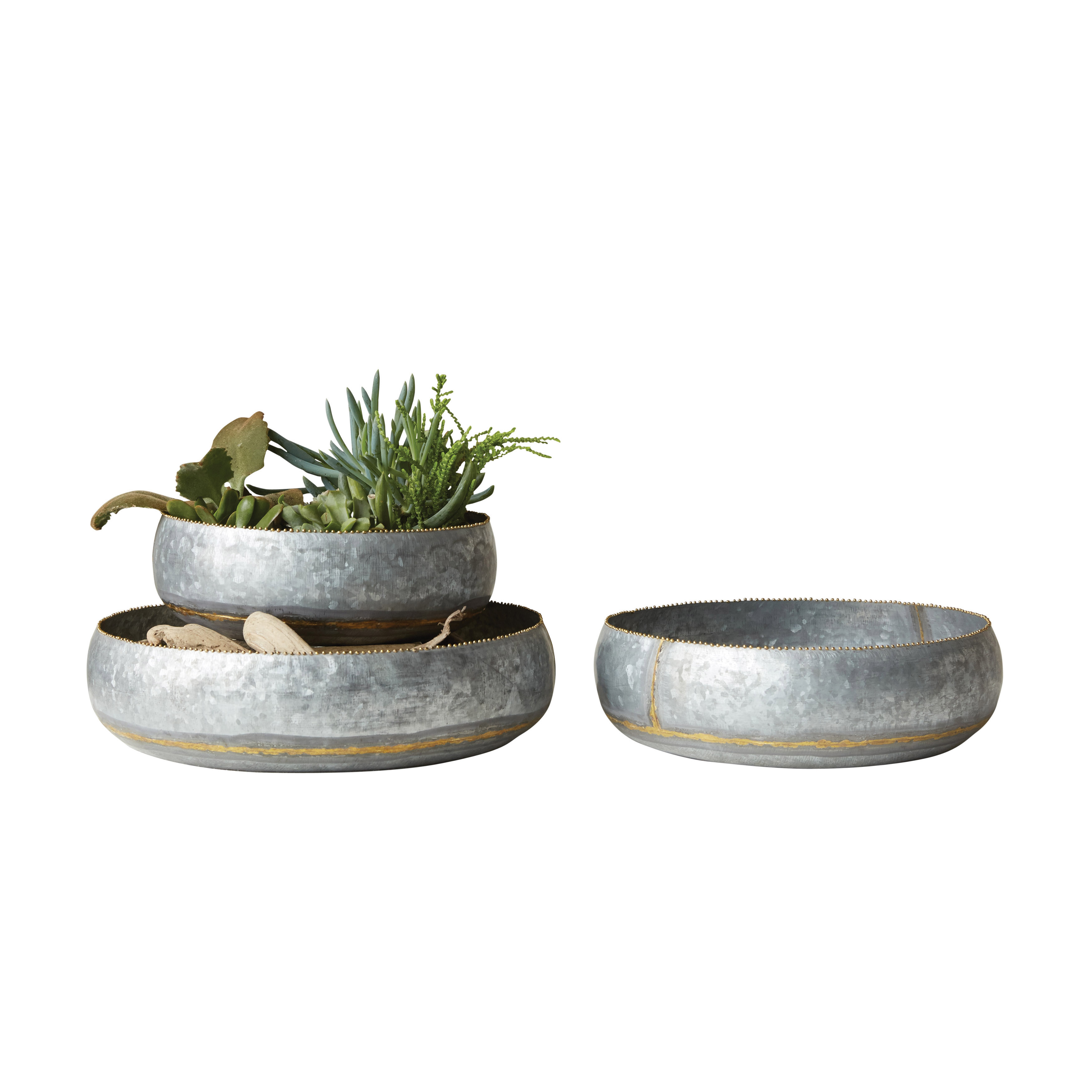 Set of 3 Decorative Metal Bowls/Planters - Nomad Home