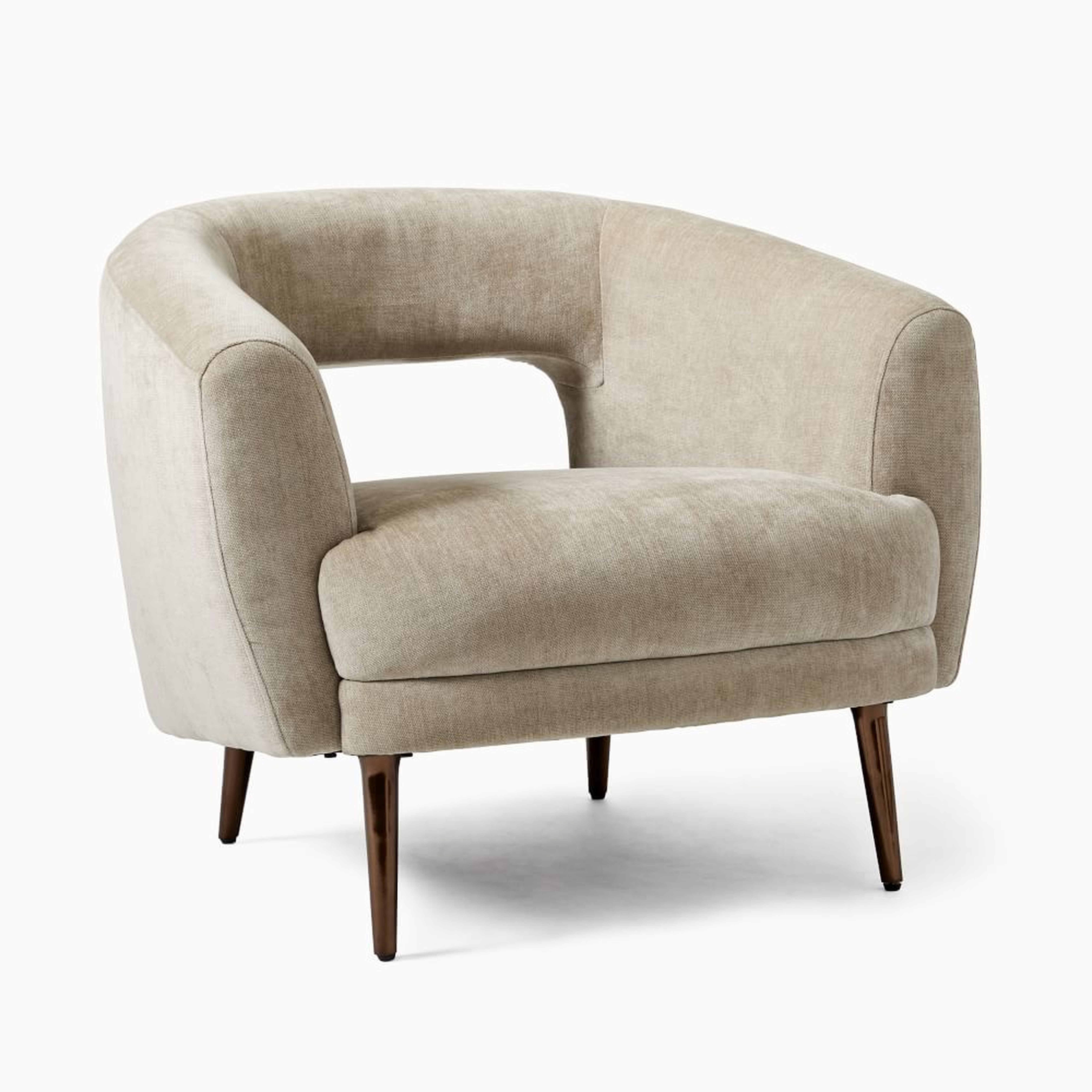 Millie Chair, Poly, Distressed Velvet, Dune, Oil Rubbed Bronze - West Elm