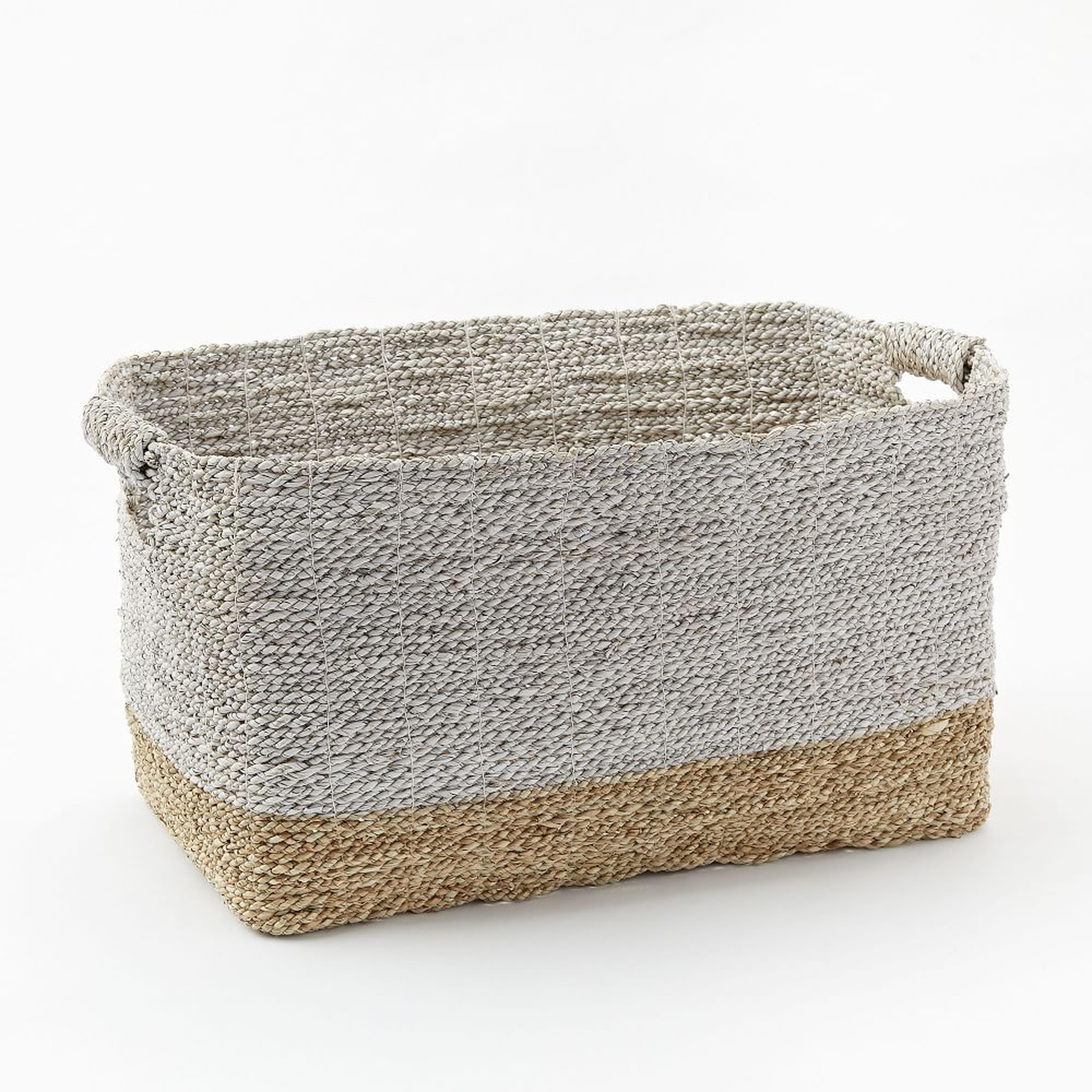 Two-Tone Woven Baskets, Natural/White, Oversized Basket - West Elm