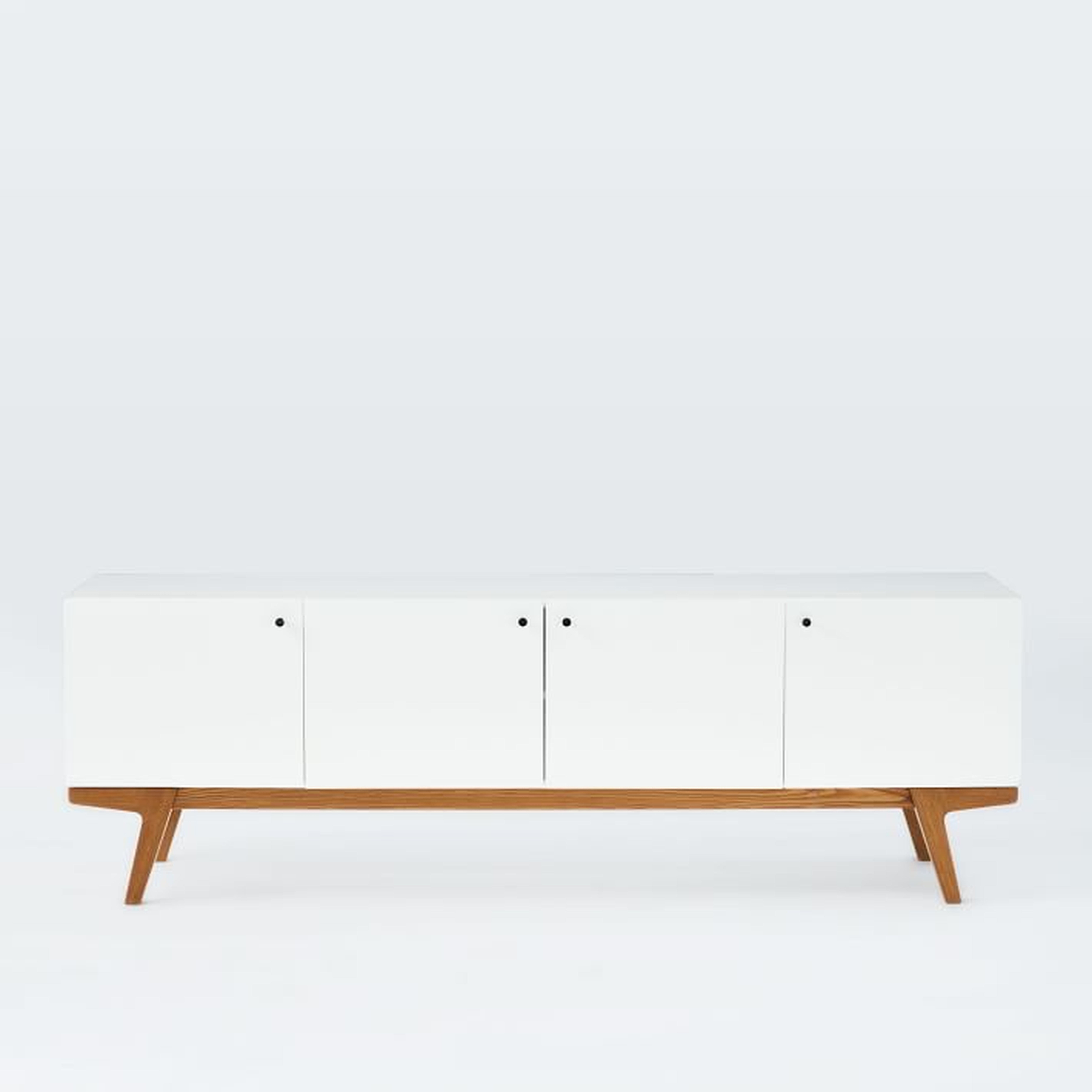 Modern Media Console, Small, Pecan & White - West Elm