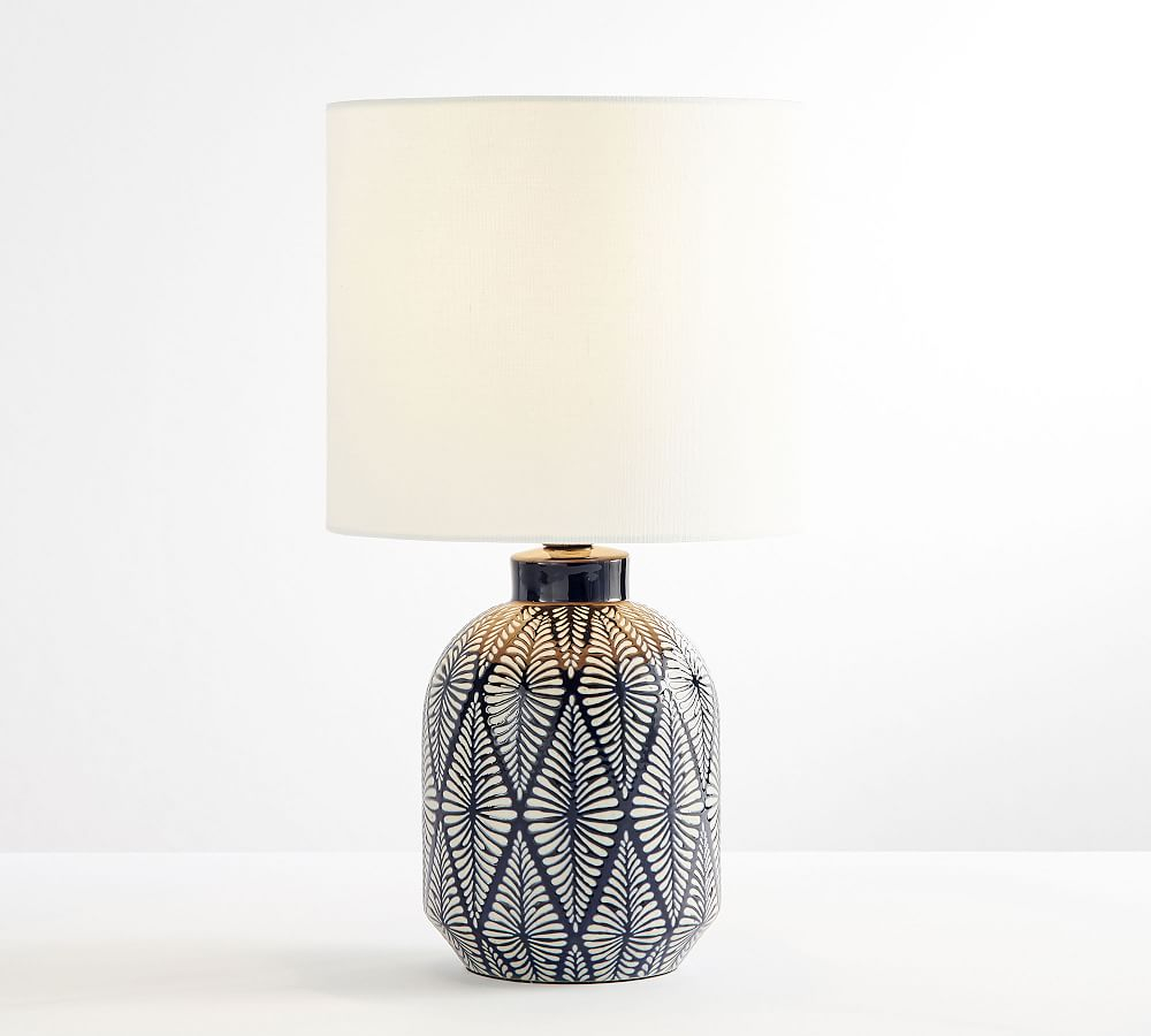 Lyona Ceramic Table Lamp, Small, Blue & Natural - Pottery Barn