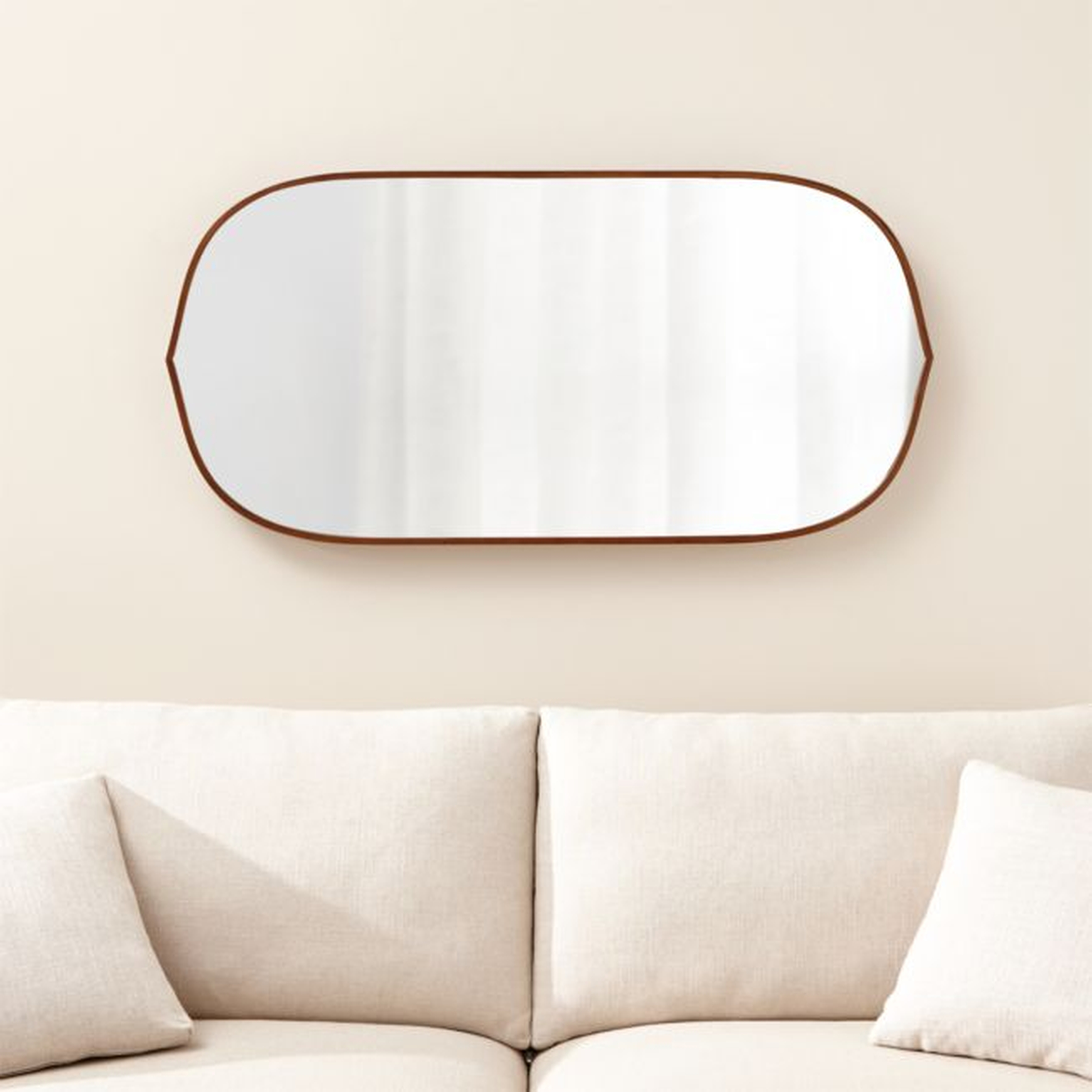 Penarth Walnut Oval Wall Mirror 50"x24" - Crate and Barrel