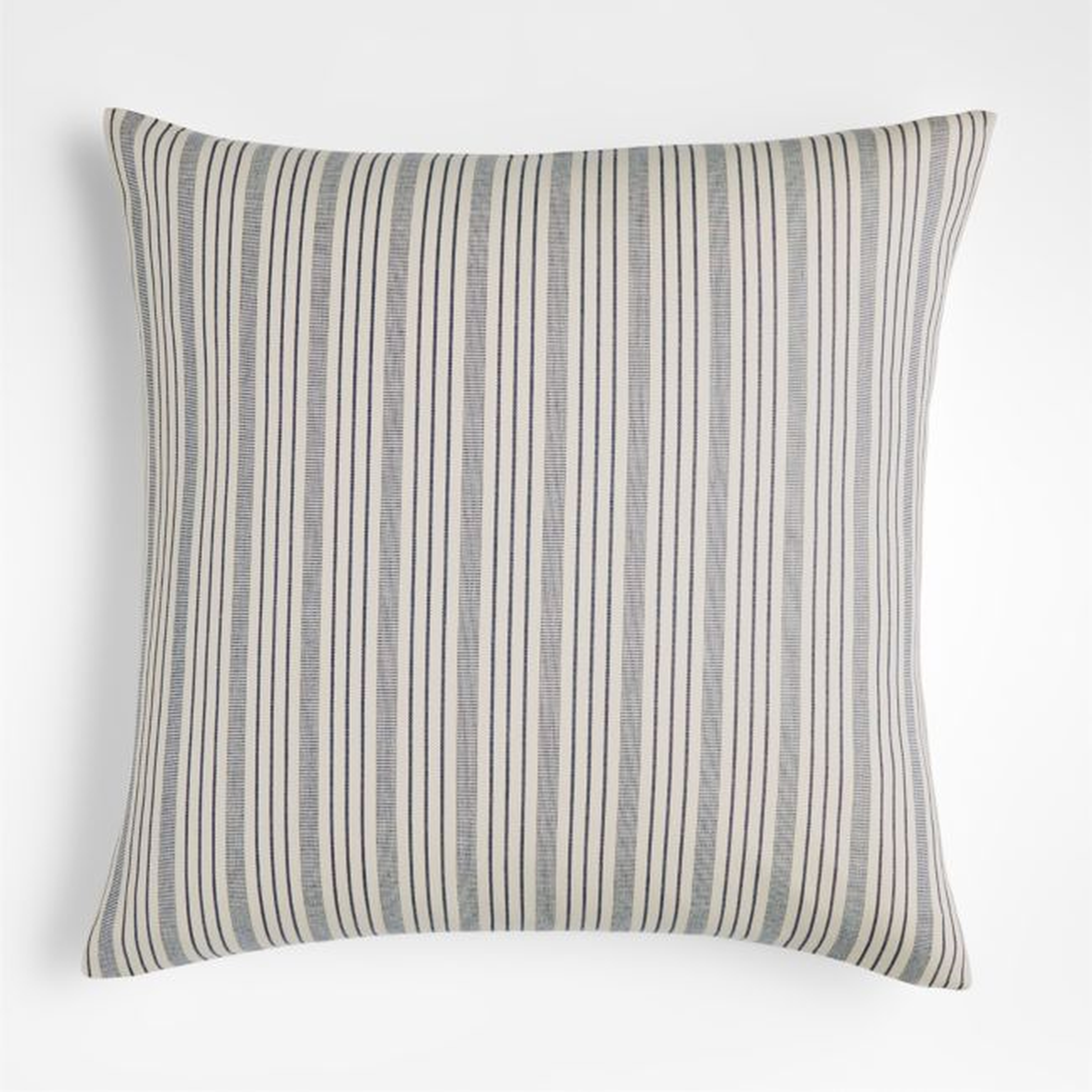 Sabine 23" Blue Striped Pillow Cover with Feather-Down Insert - Crate and Barrel