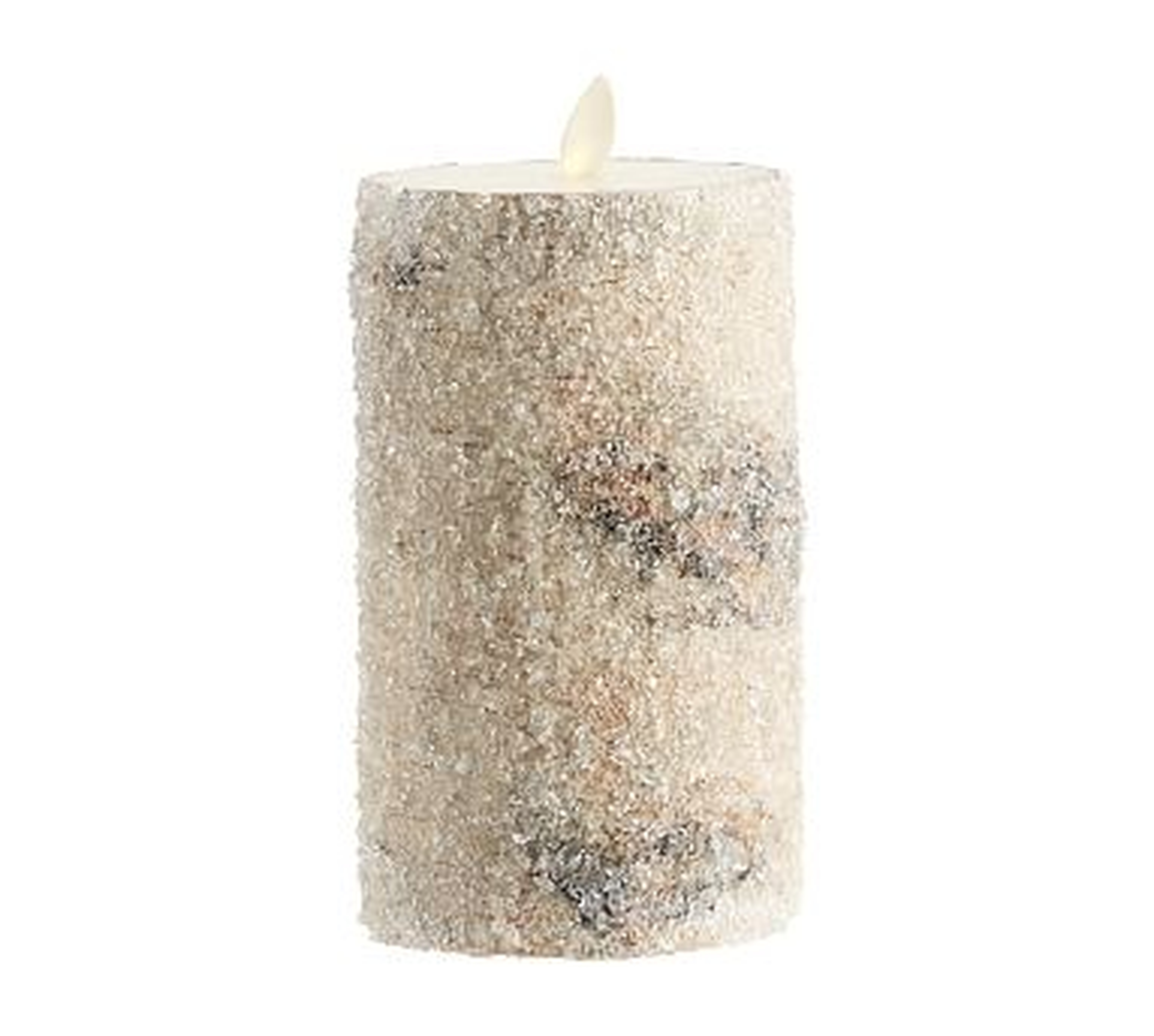Premium Flickering Flameless Wax Pillar Candle, 3"x6" - Sugared Birch - Pottery Barn