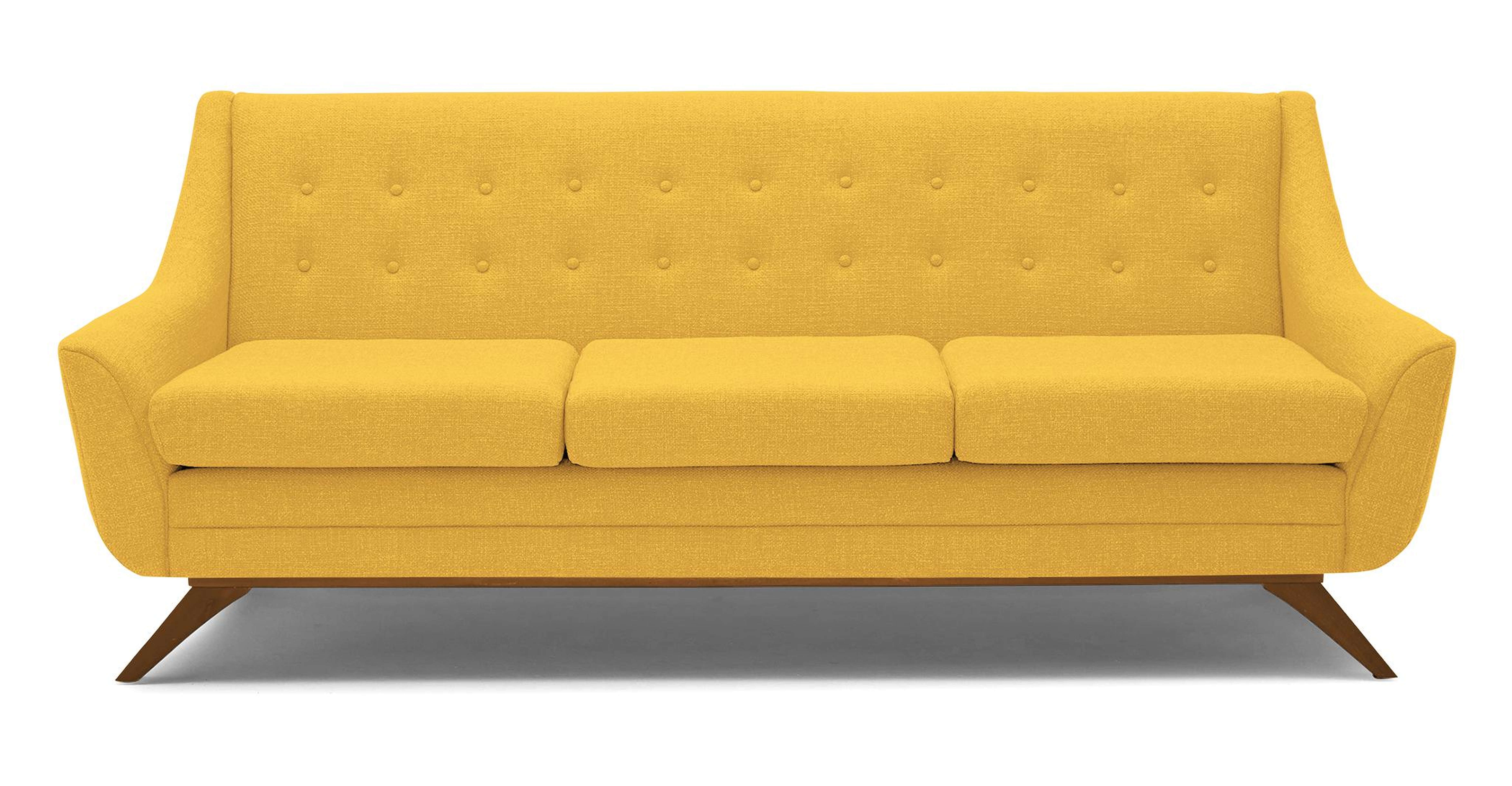 Yellow Aubrey Mid Century Modern Sofa - Bentley Daisey - Mocha - Joybird