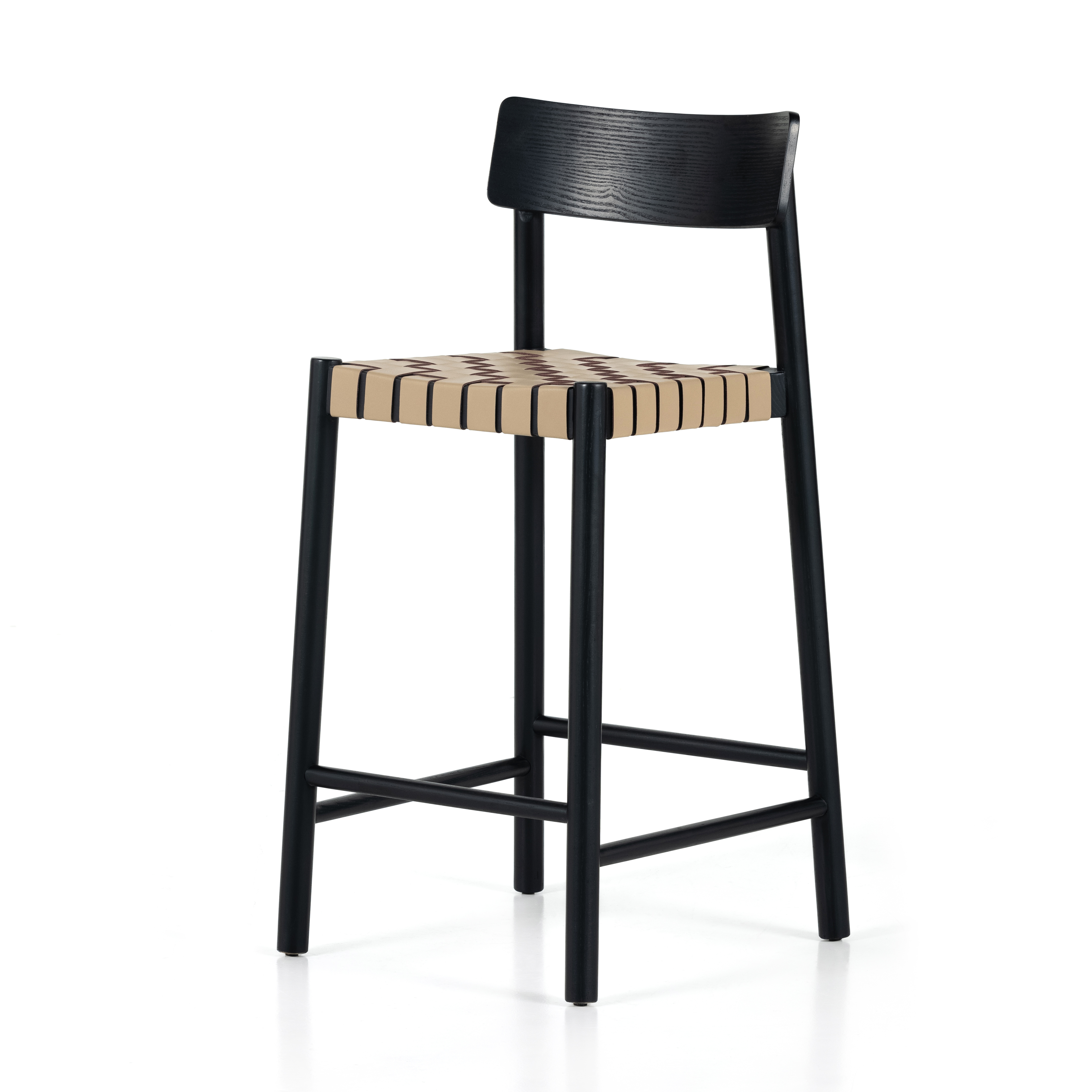 Heisler Stool-Almond Leathr Blnd-Counter - Four Hands