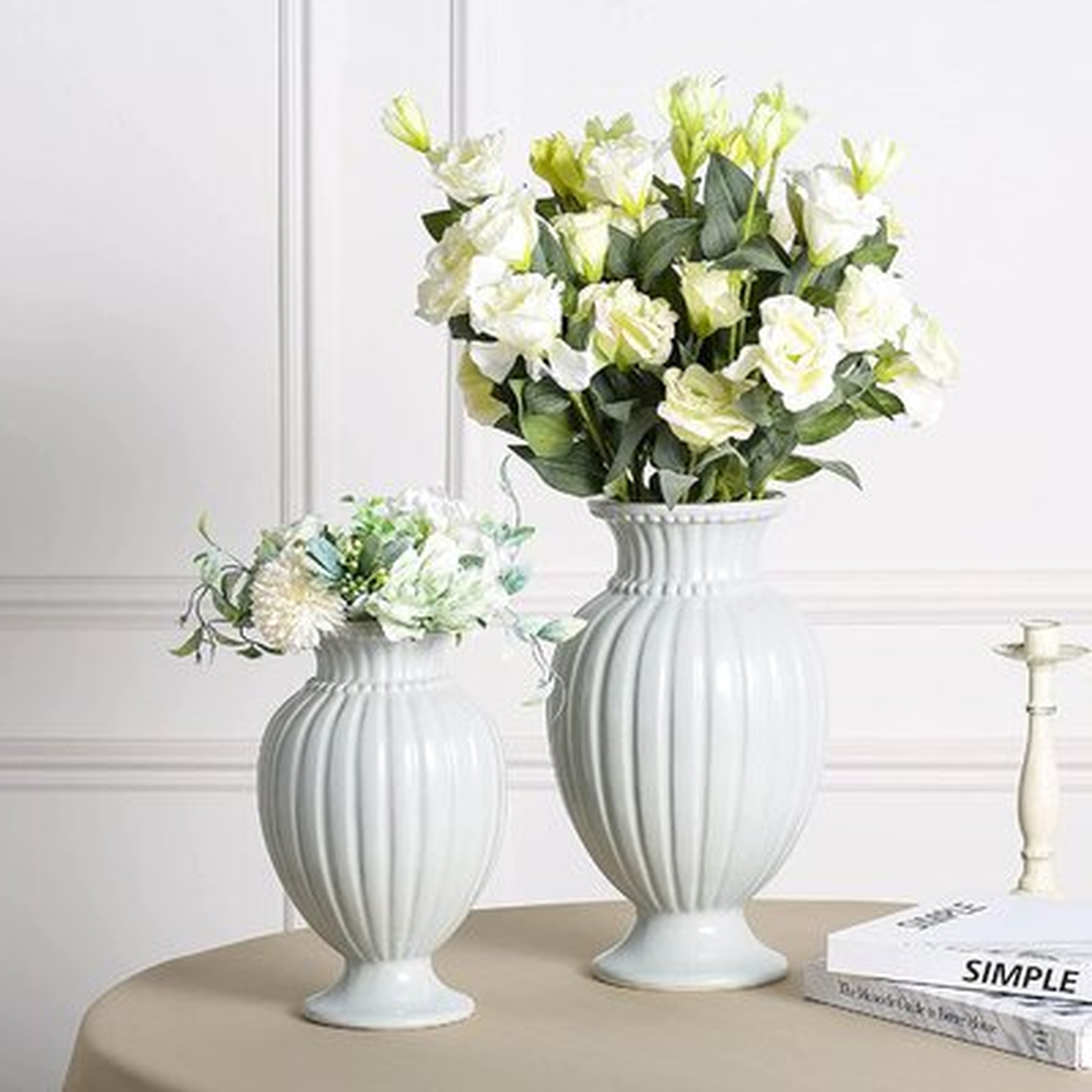 Ceramic Vases, Light Gray 10" Ceramic Table Vases Handmade Vase Home Decarations - Wayfair