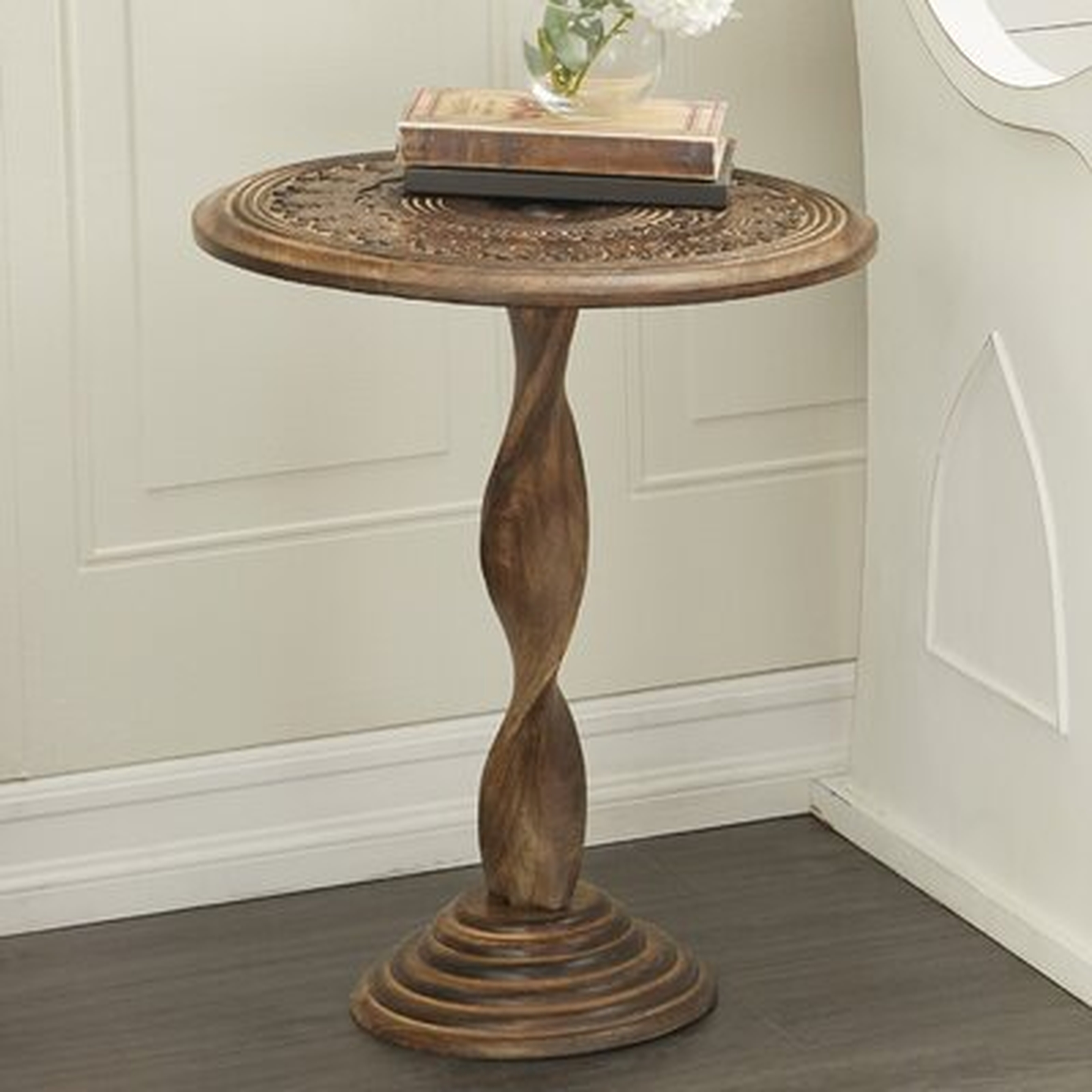 Solid Wood Pedestal End Table - Wayfair