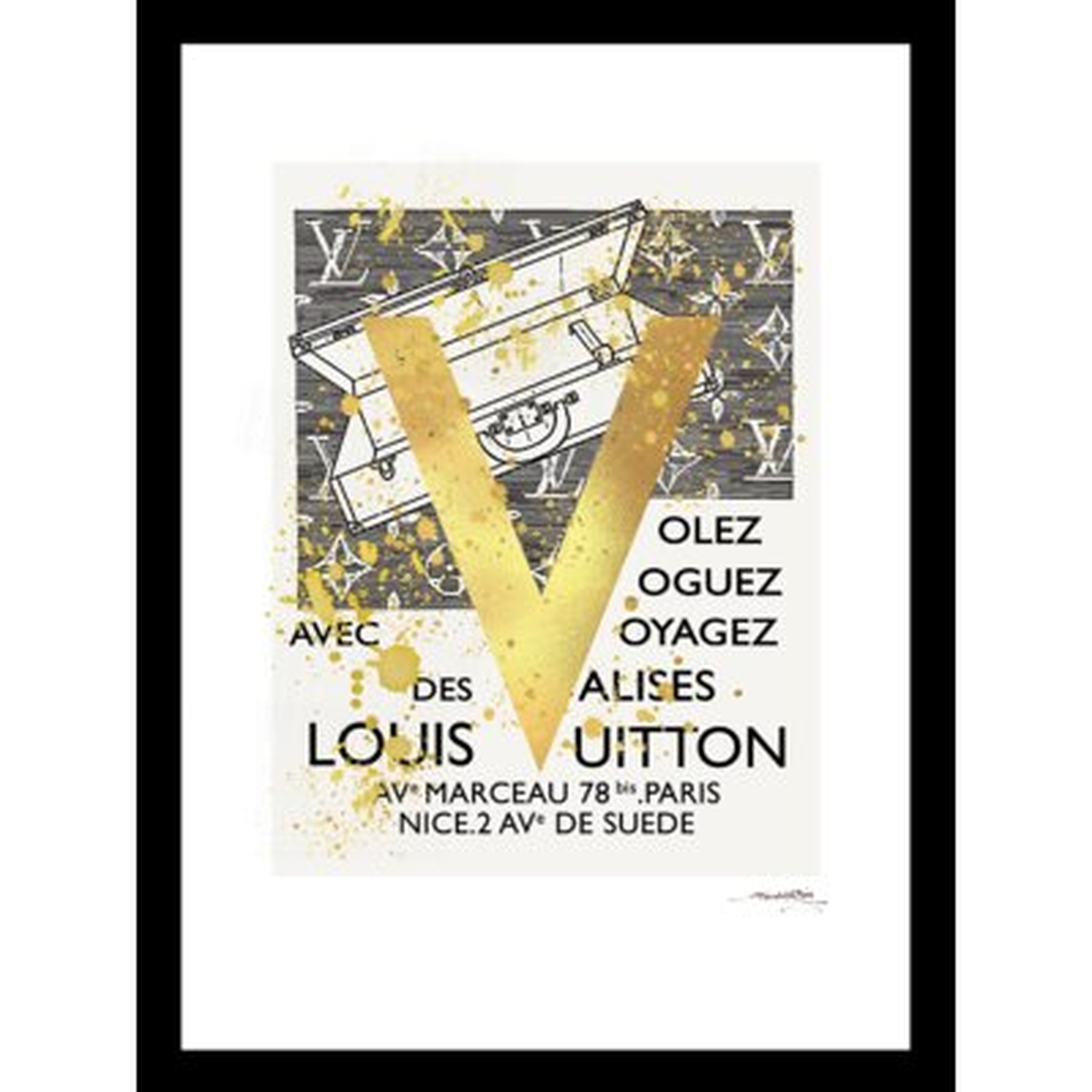 LOUIS VUITTON "V" TRAVEL DESIGN - Picture Frame Print - Wayfair