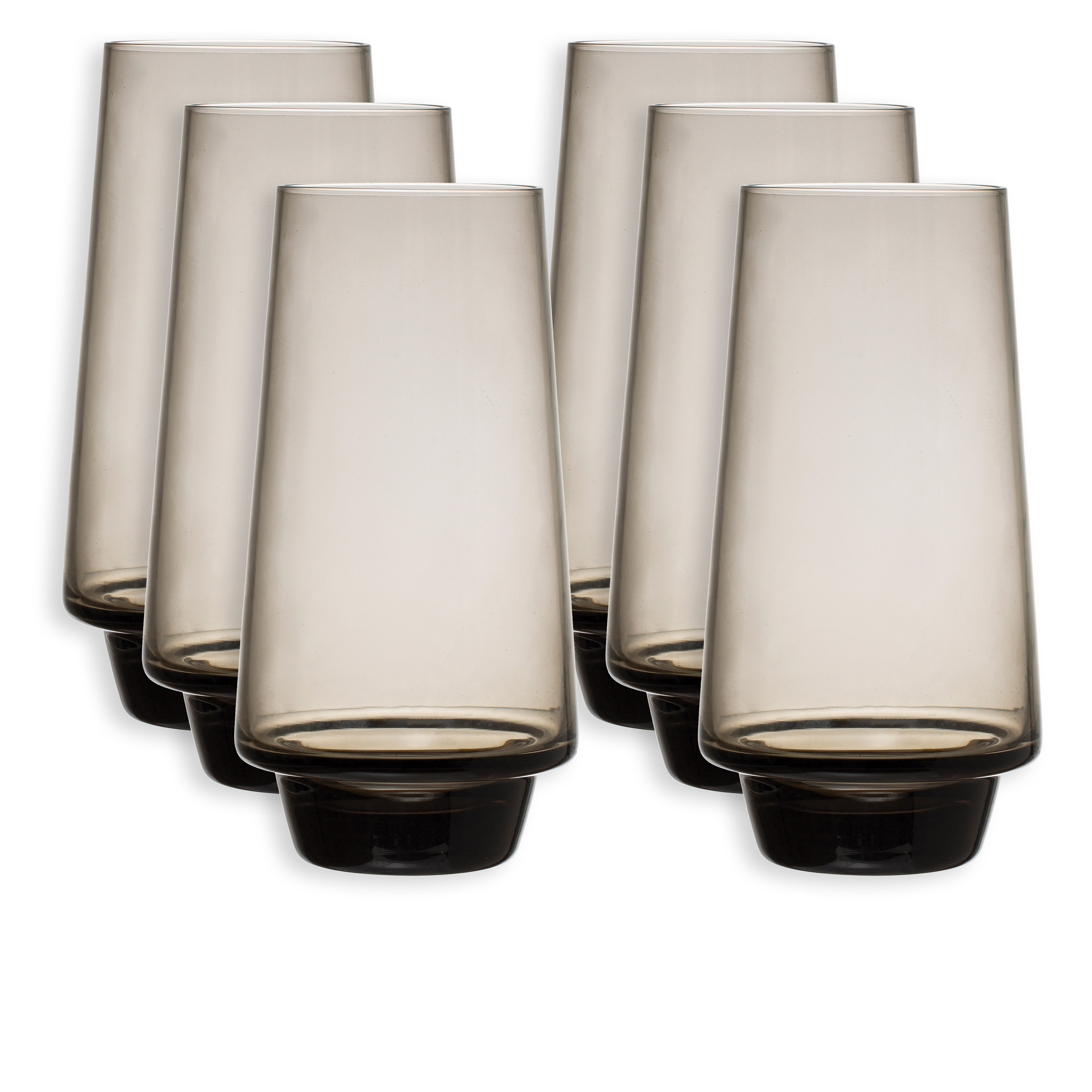 Drinking Water Glass Set with Smokey Grey Clear Glass Finish, Set of 6 - Bloomingville