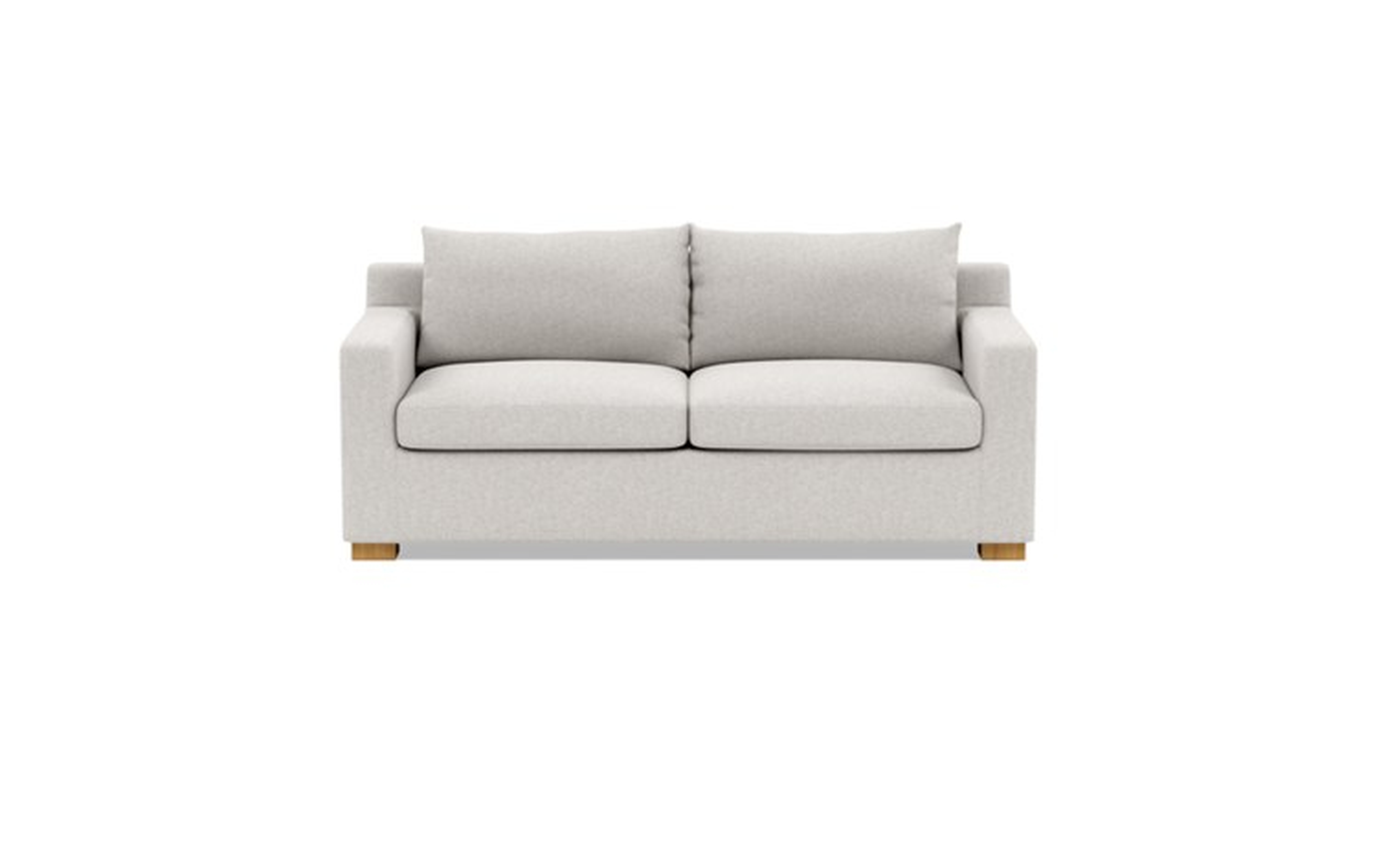 Sloan Sleeper Sleeper Sofa with Beige Pebble Fabric, standard down blend cushions, and Natural Oak legs - Interior Define