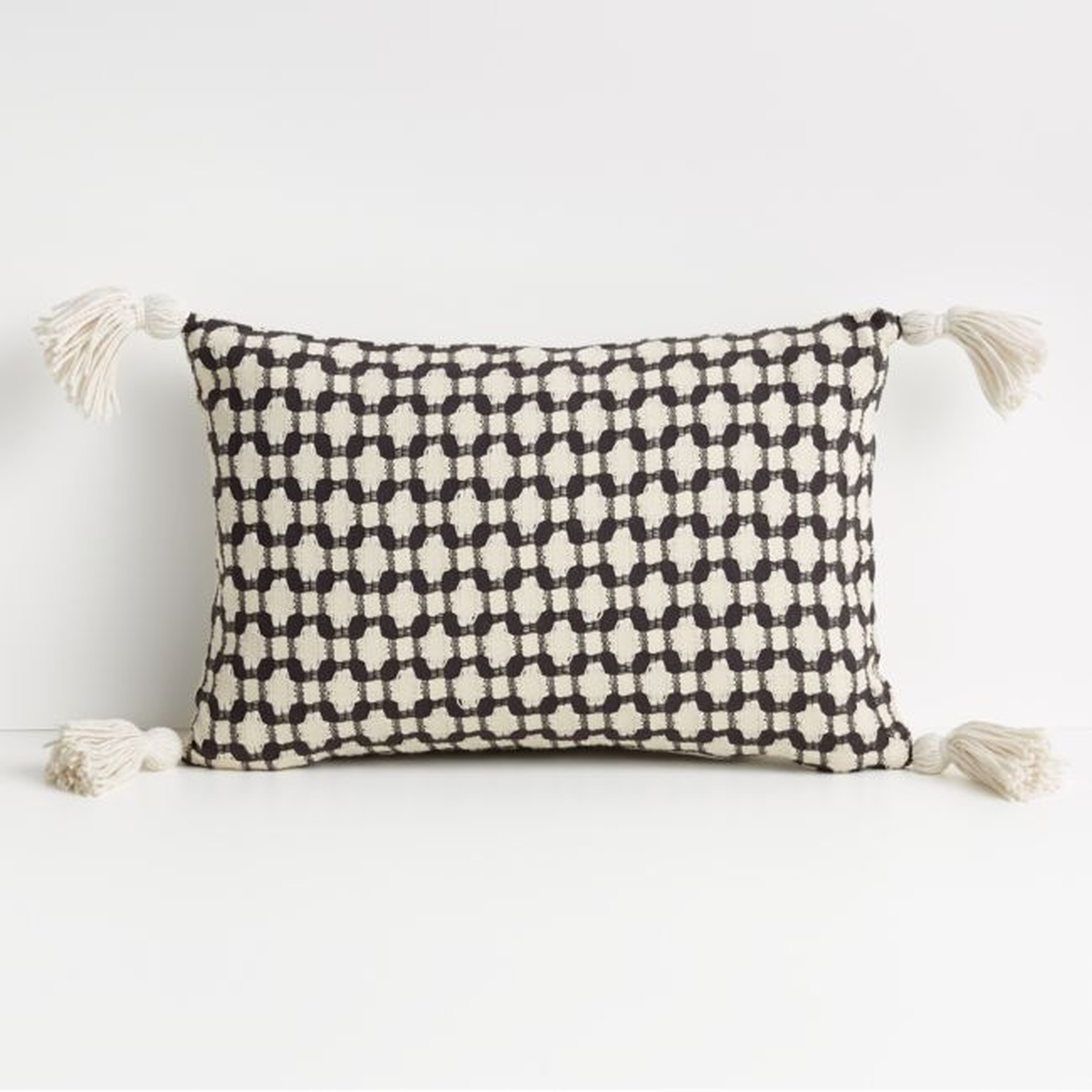 Tahona Textured Pillow with Down-Alternative Insert, Obsidian, 18" x 12" - Crate and Barrel