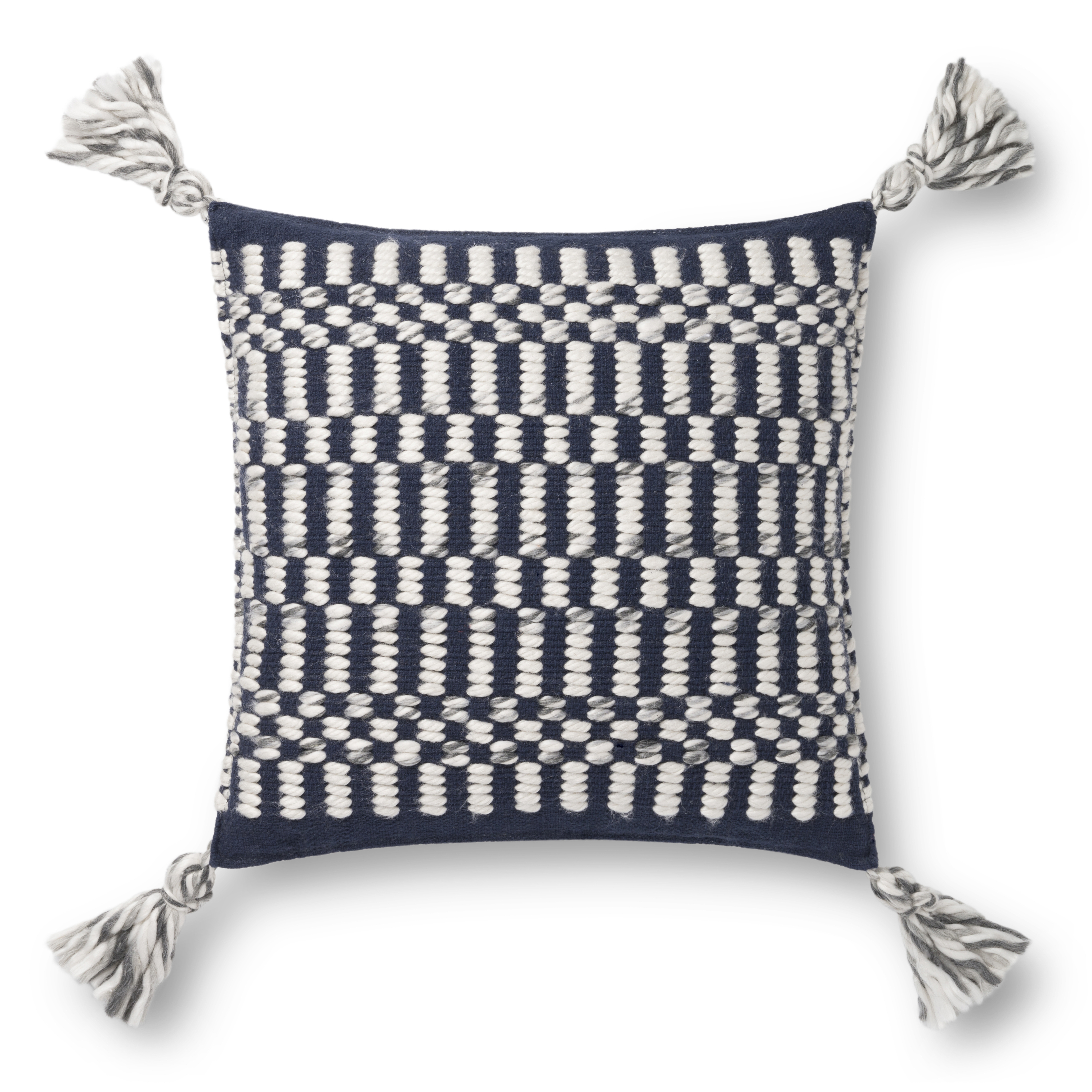 Loloi PILLOWS P0827 Navy / Ivory 18" x 18" Cover Only - Loloi Rugs