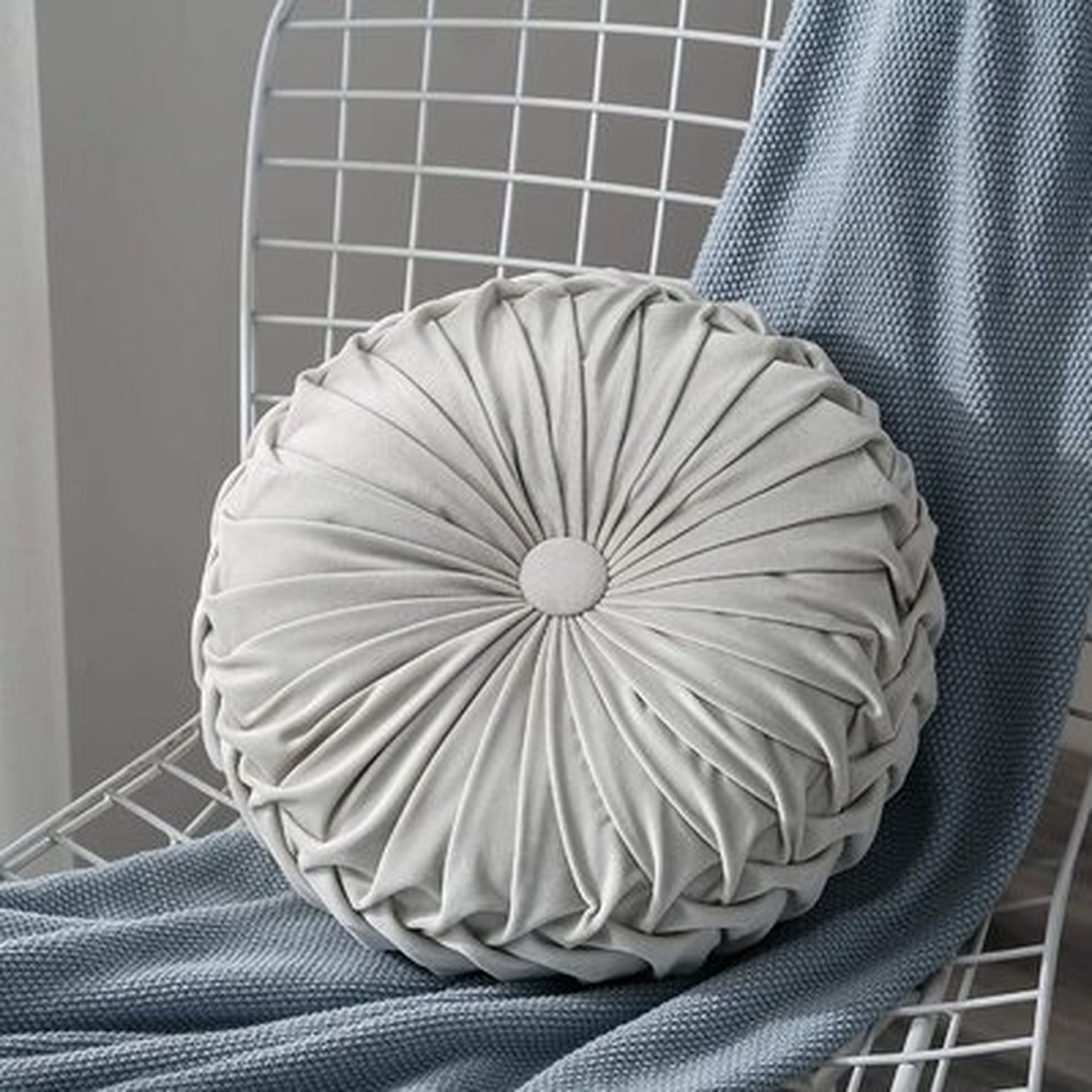 Color Round Pillow Velvet Pleated Cushion Velvet Round Throw Pillow - Wayfair