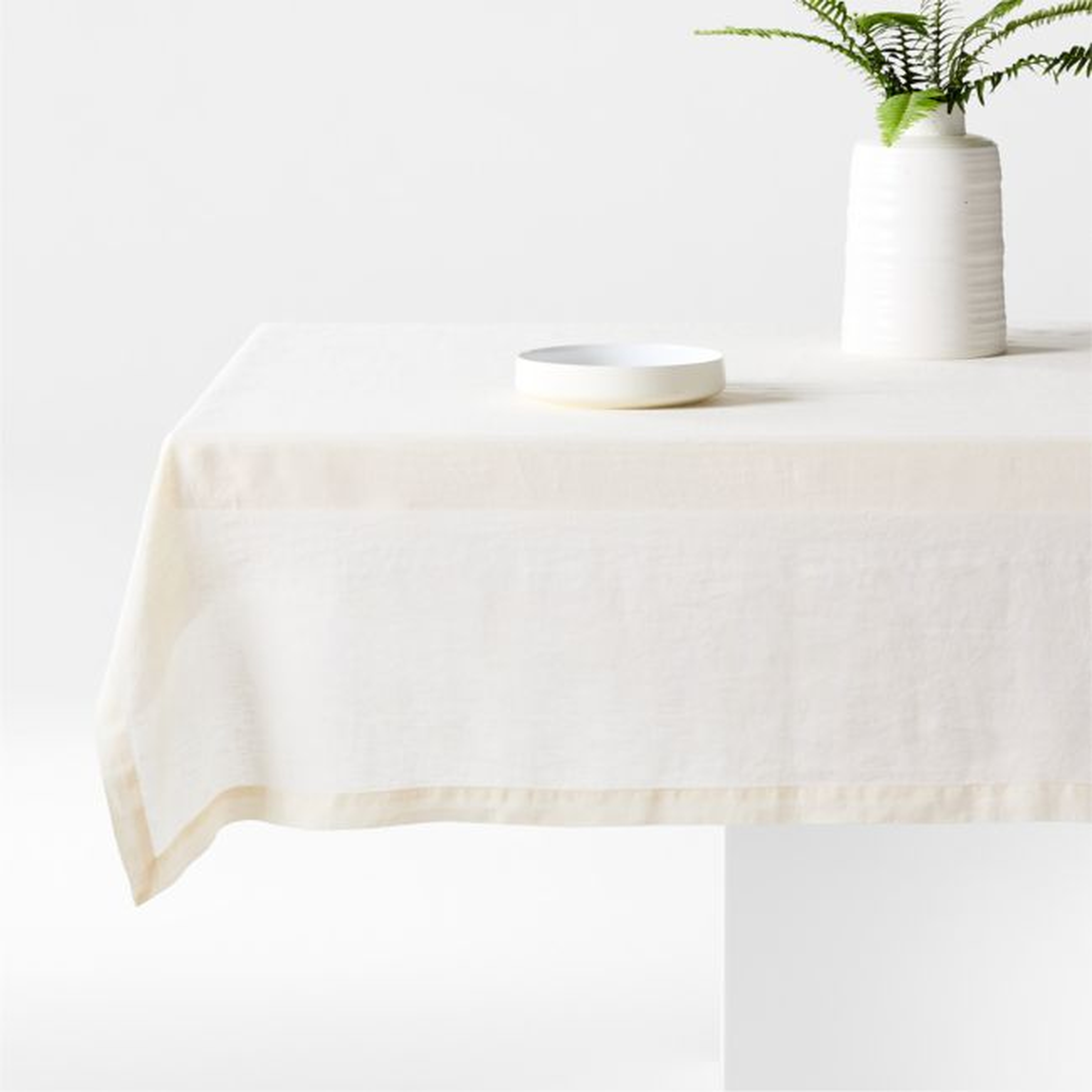 Marin 60"x120" Ivory EUROPEAN FLAX ™-Certified Linen Tablecloth - Crate and Barrel