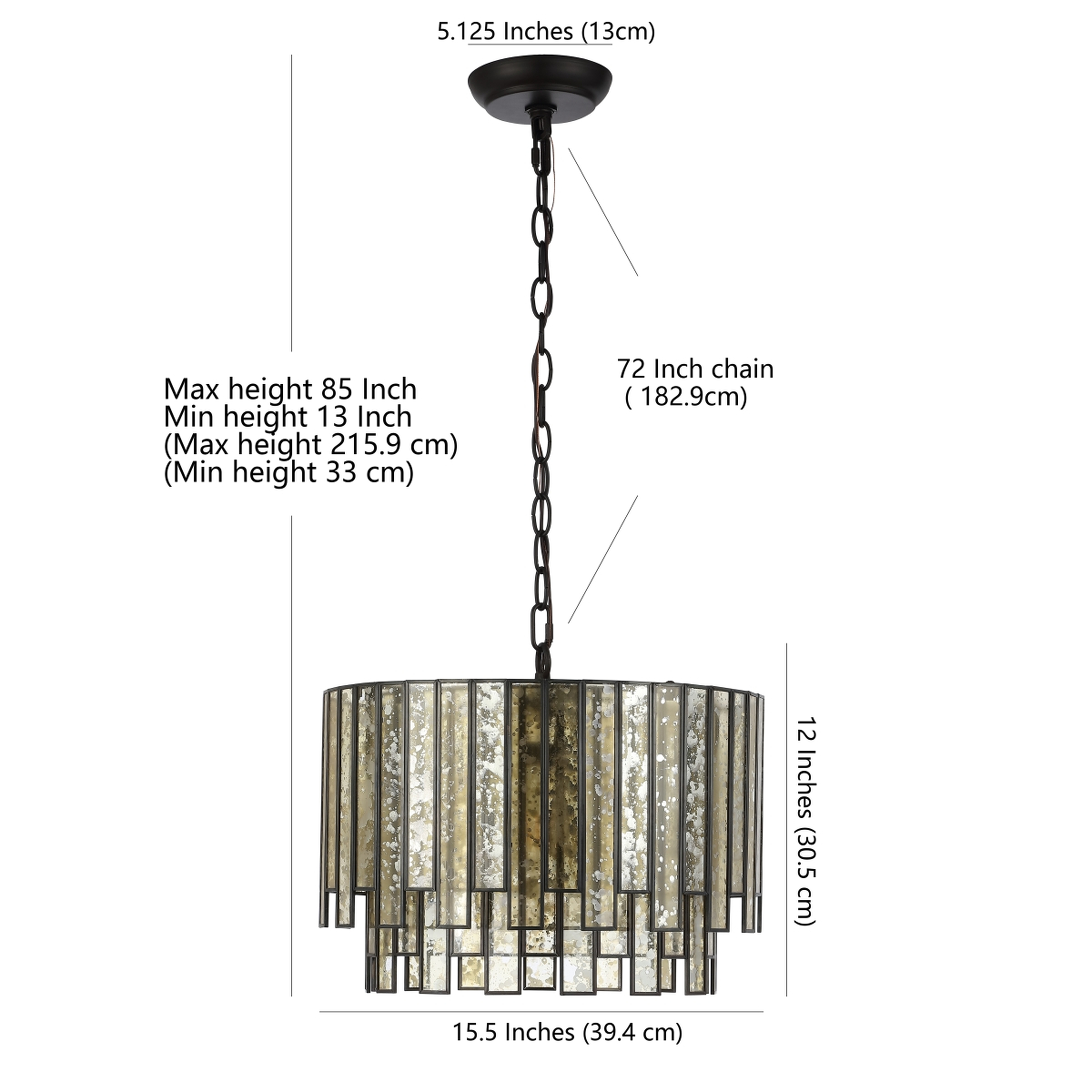 Gresher 15.5 Inch Chandelier - Mercury/Oil Rub Bronze - Safavieh - Safavieh