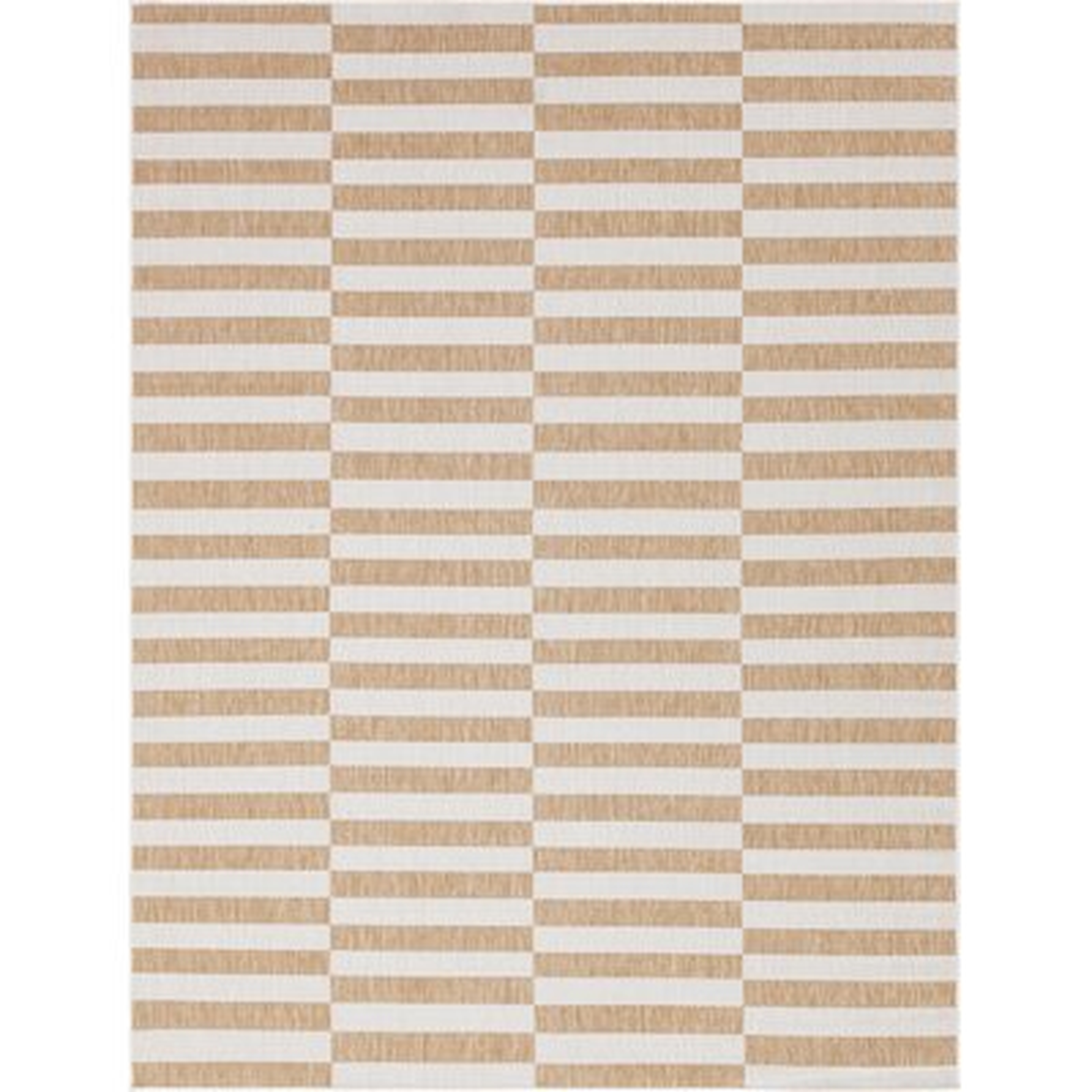 Striped Light Brown/Ivory Indoor / Outdoor Area Rug - Wayfair