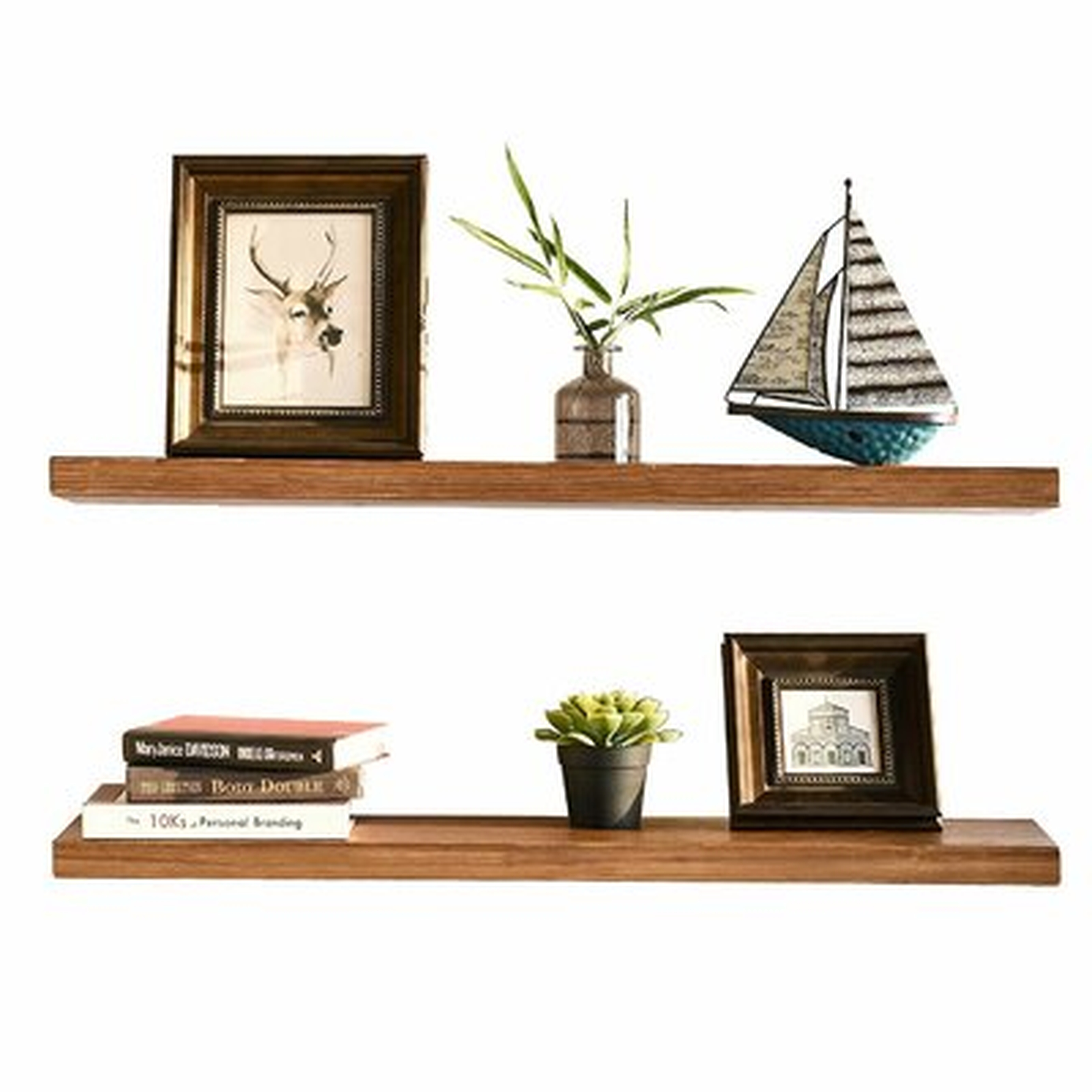 Denton 2 Piece Pine Solid Wood Floating Shelf (Set of 2) - Wayfair