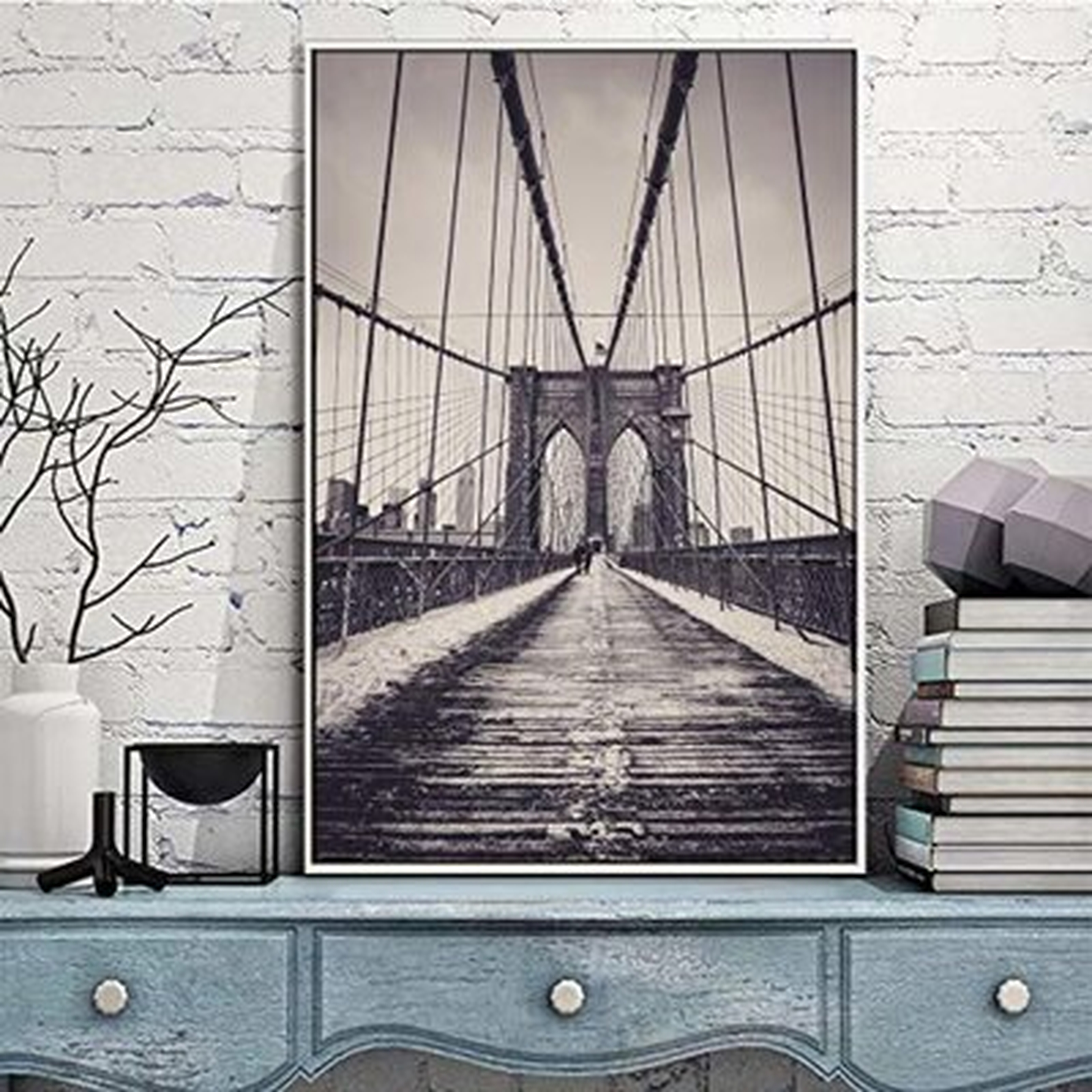 IDEA4WALL Framed Canvas Wall Art For Living Room, Bedroom Brooklyn Bridge And New York City Canvas Prints For Modern Home Decoration Ready To Hang - 24"X36" Inches - Wayfair