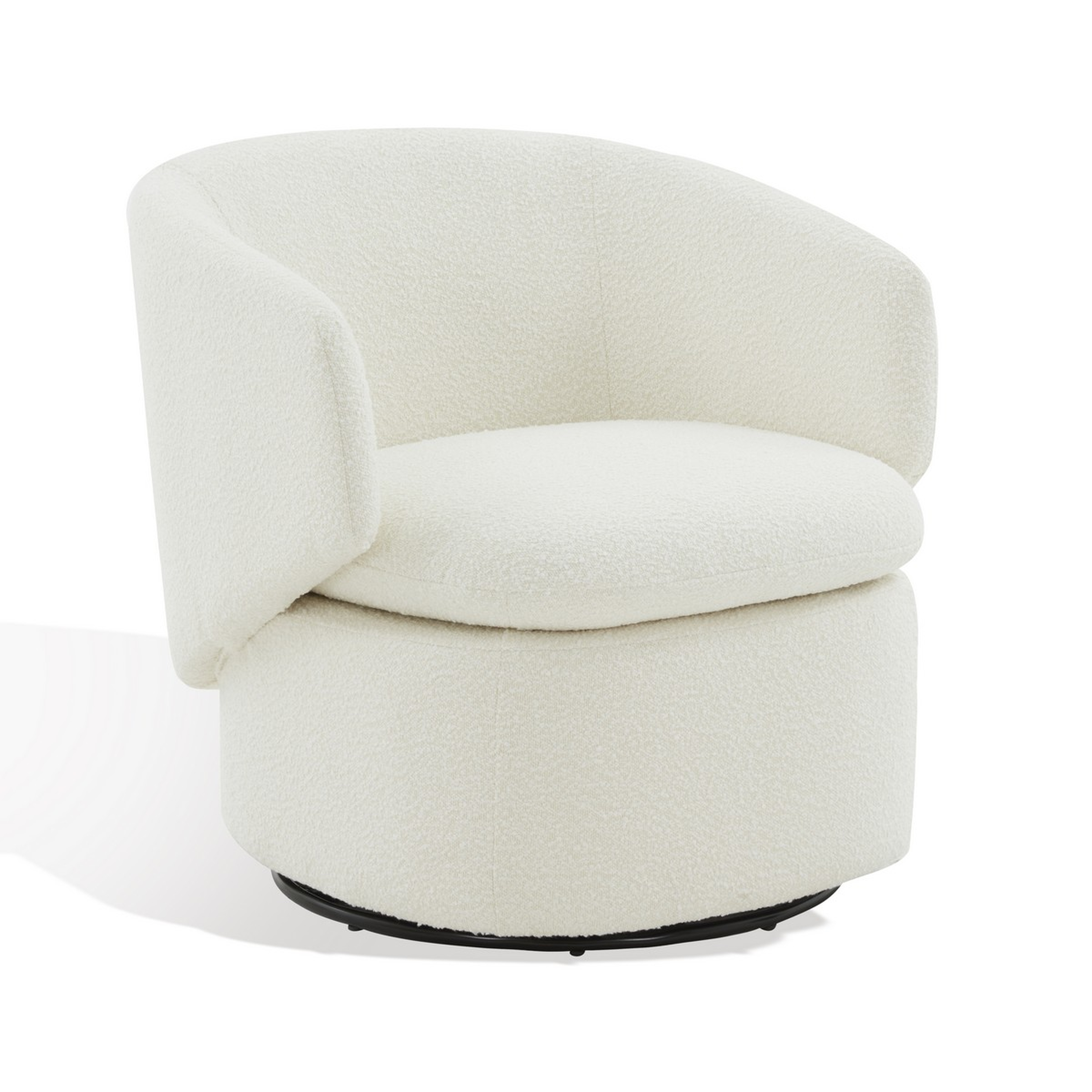 Phyllis Boucle Swivel Chair - Ivory - Safavieh Couture