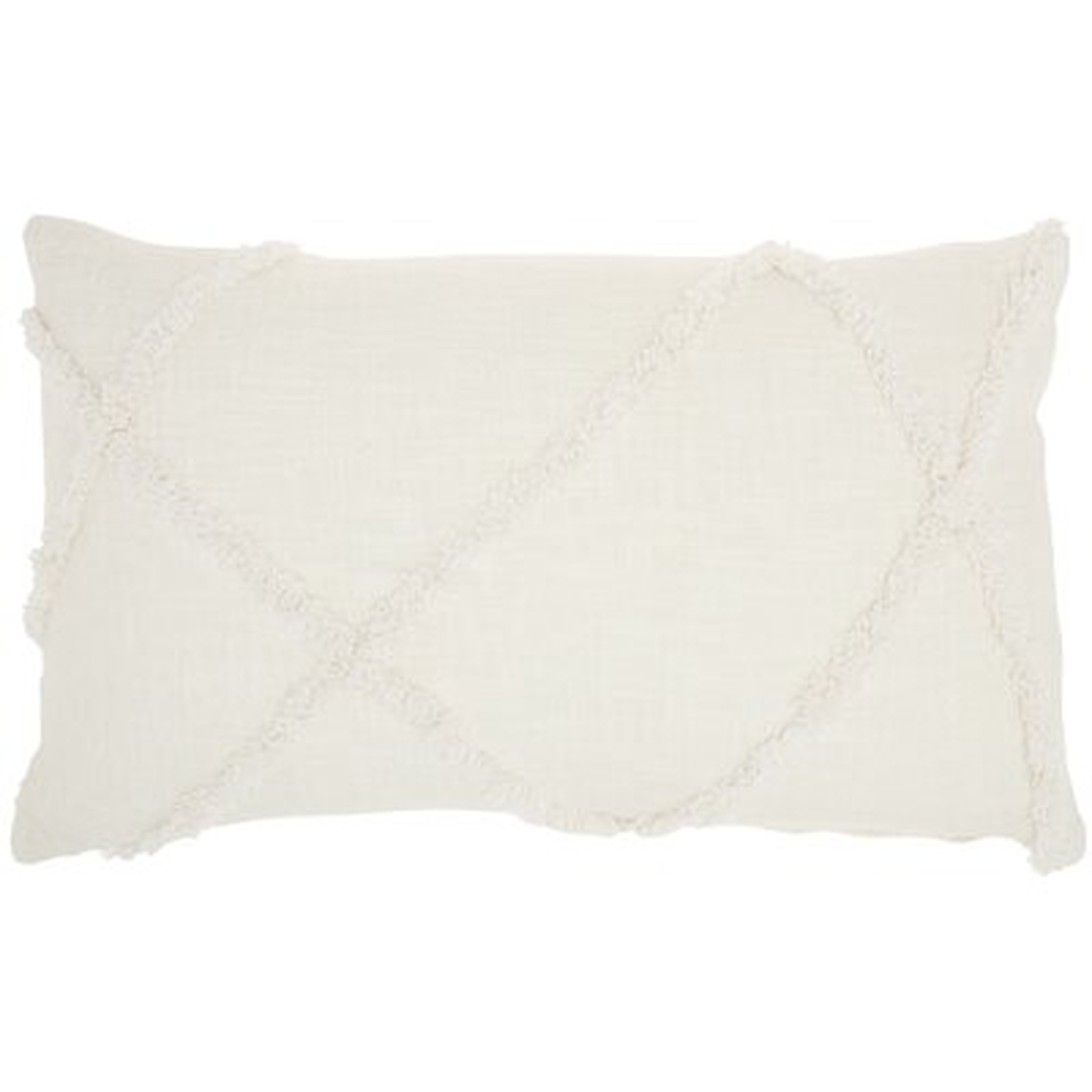 Remi Cotton Lumbar Pillow Cover & Insert, White, 24" x 14" - AllModern