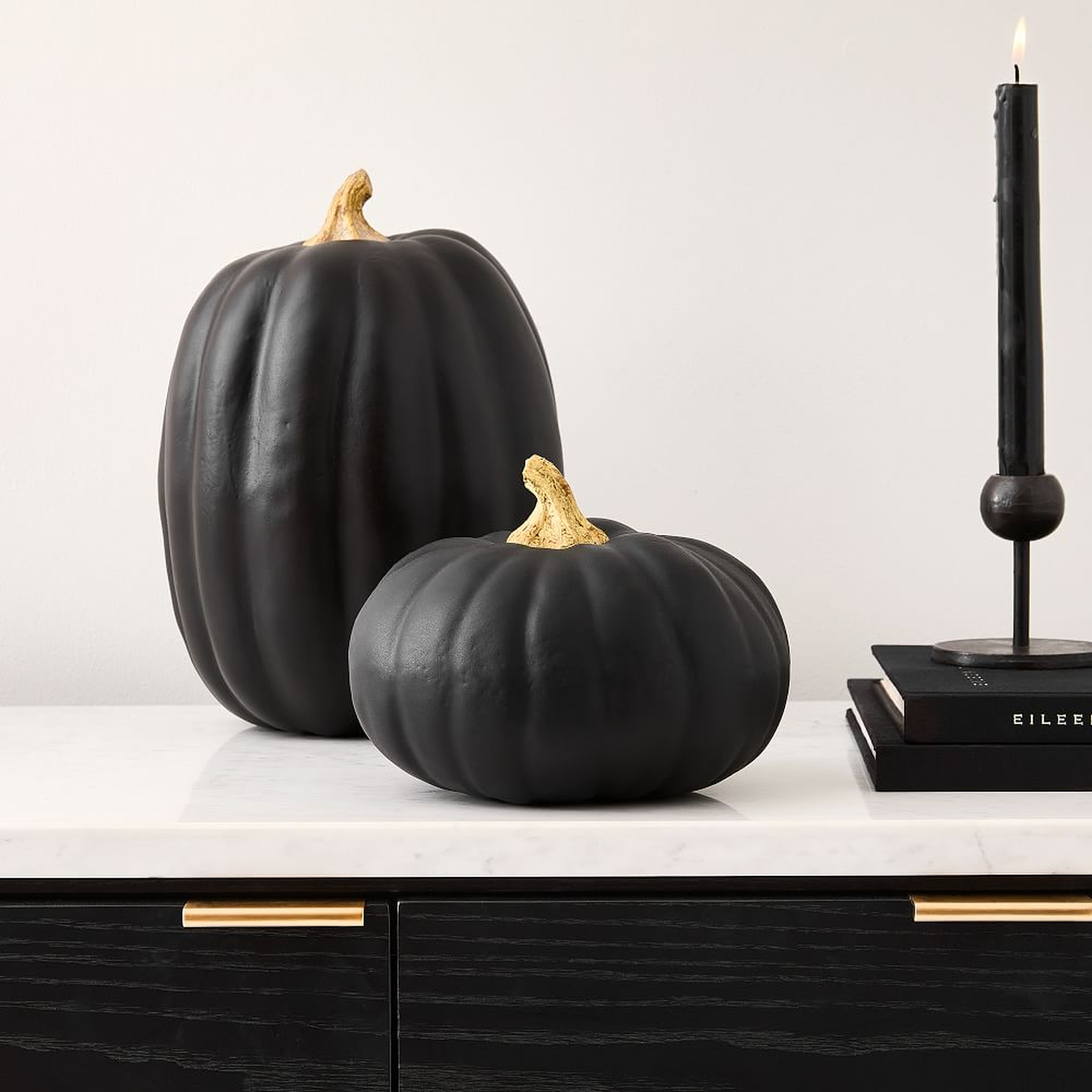 Pumpkin Decor, Black, Small And Large, Set of 2 - West Elm