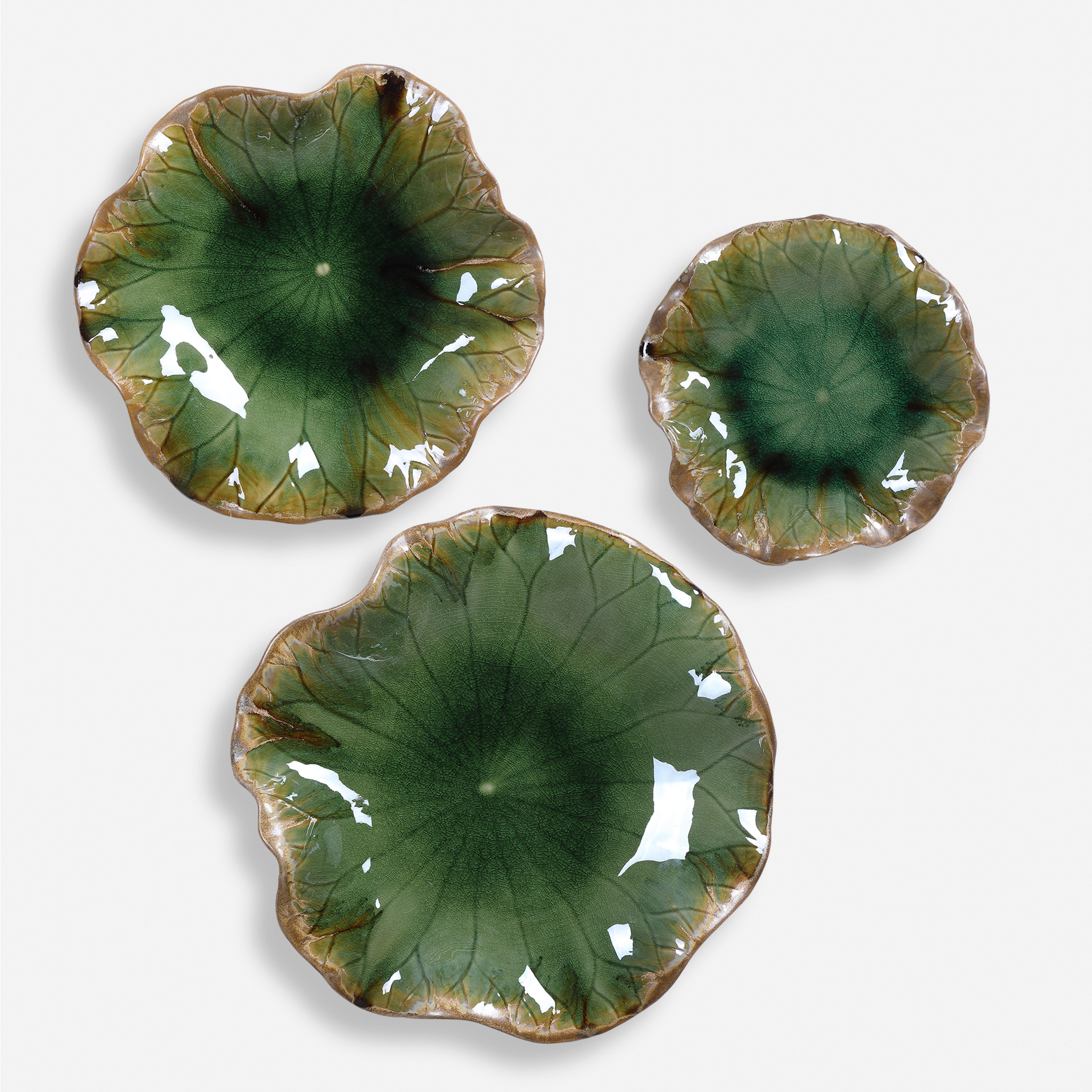 Abella Green Ceramic Wall Decor, S/3 - Uttermost
