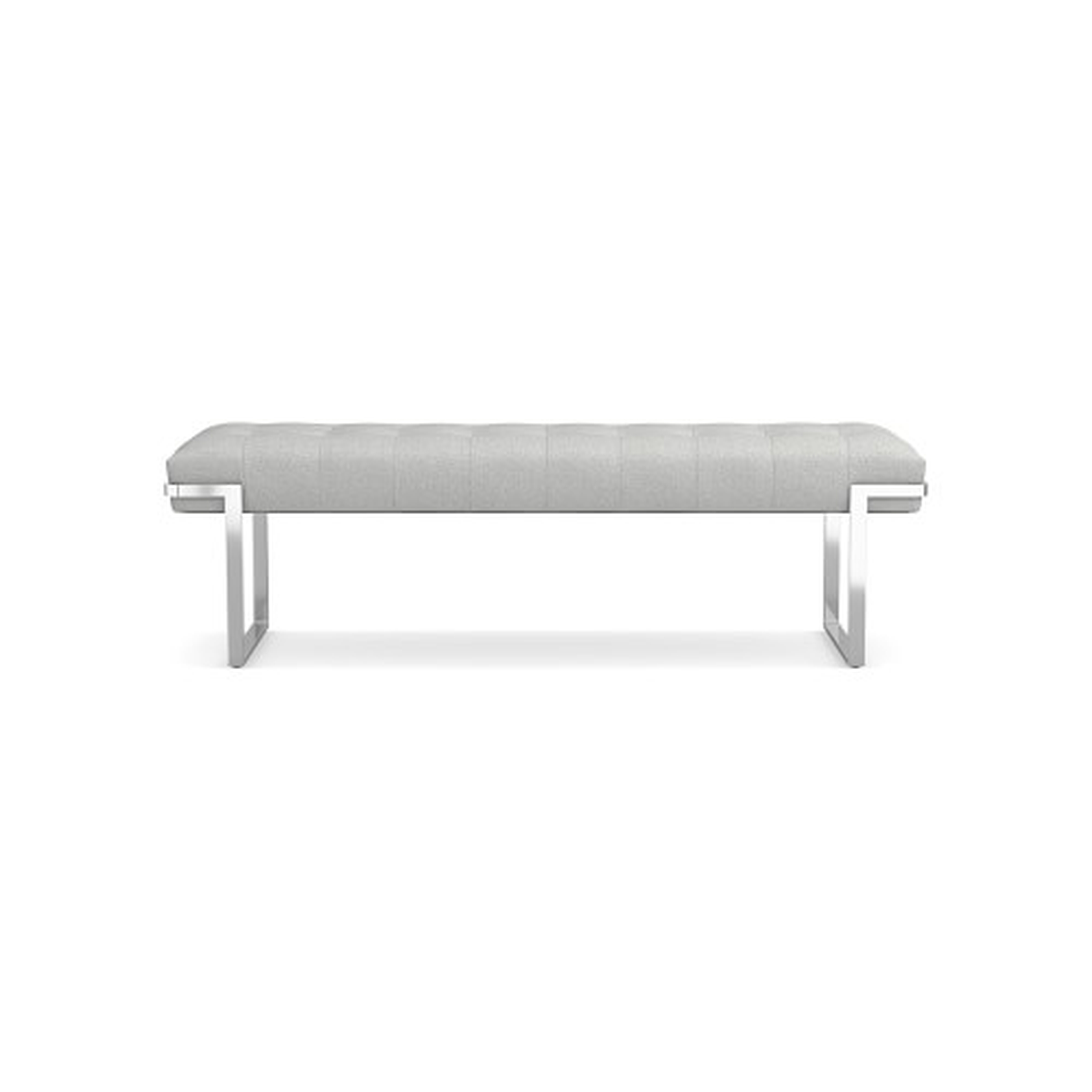 Mixed Material Bench, Standard Cushion, Perennials Performance Basketweave, Light Grey, Polished Nickel - Williams Sonoma