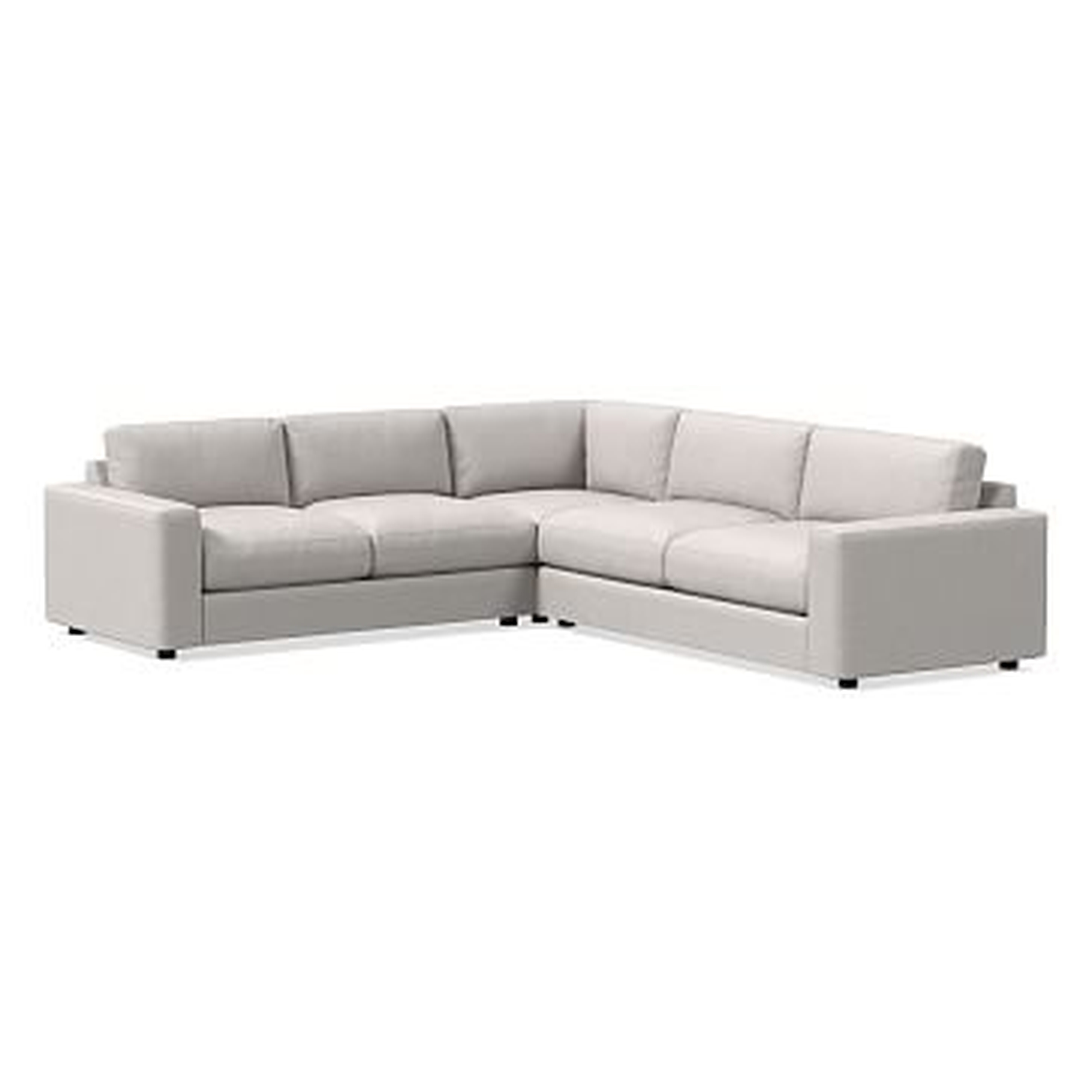 Urban Sectional Set 08: Left Arm 2 Seater Sofa, Corner, Right Arm 3 Seater Sofa, Down Blend, Performance Coastal Linen, Dove, Concealed Supports - West Elm