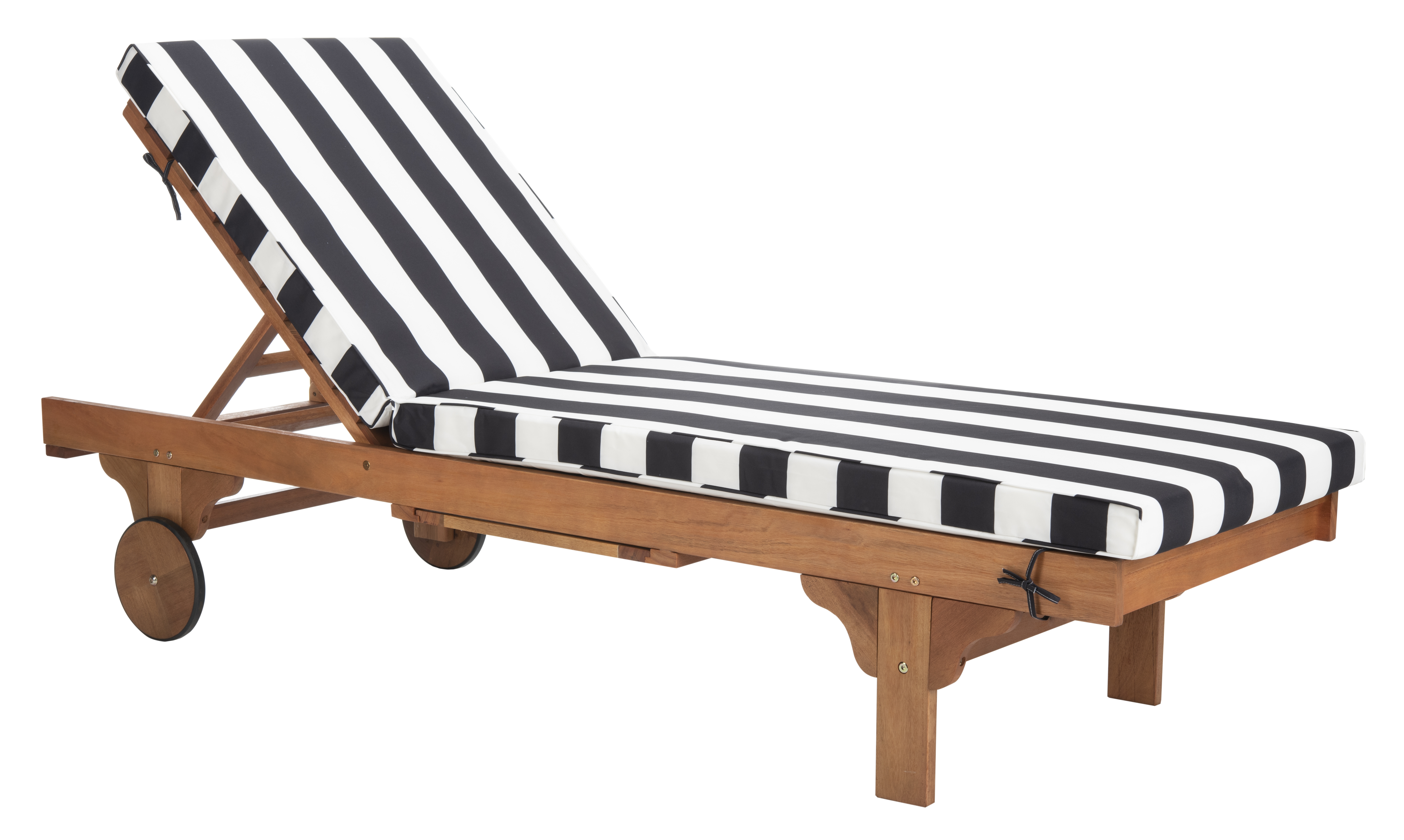 Newport Chaise Lounge Chair With Side Table - Natural/Black/White - Safavieh - Safavieh