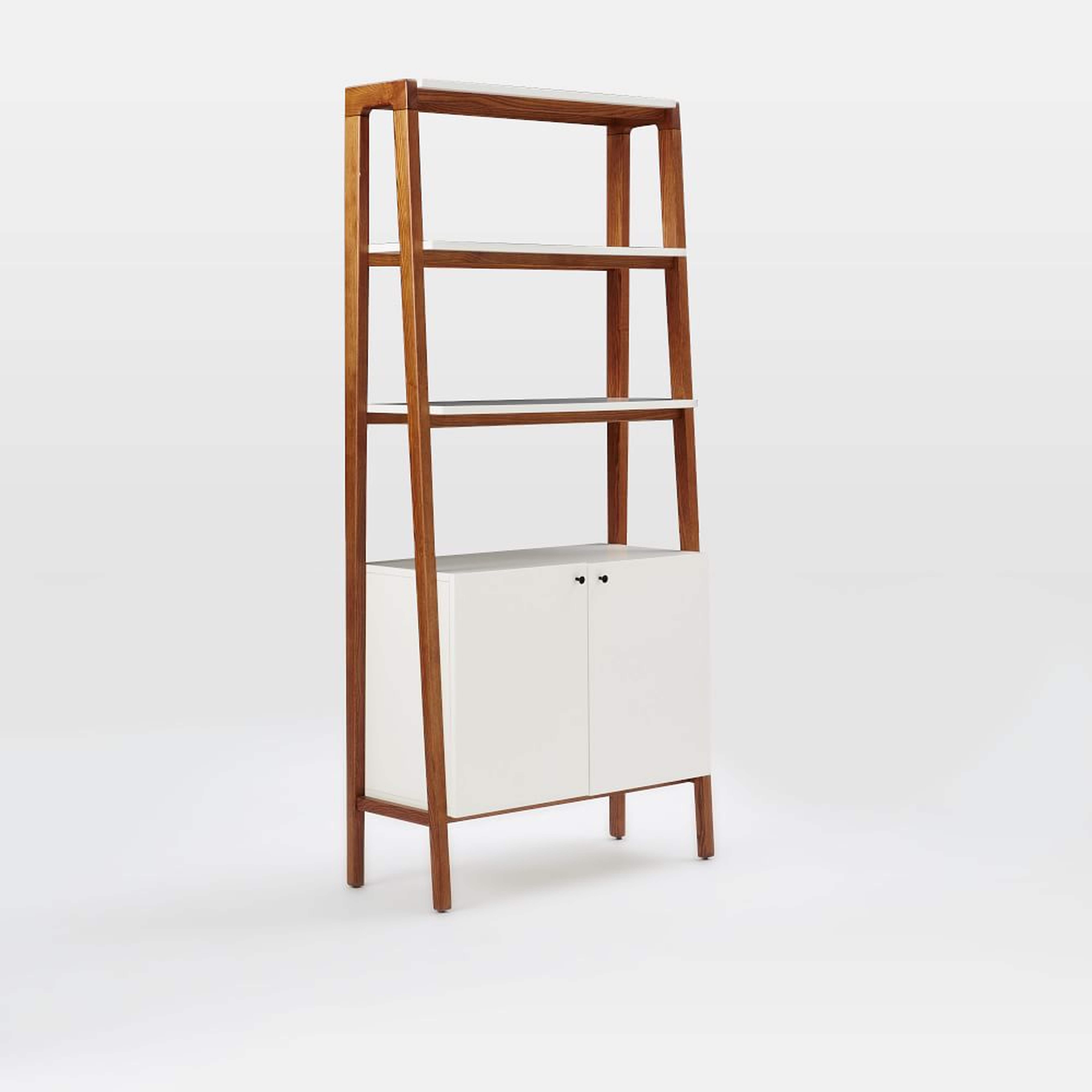 Modern Wall Cabinet Bookcase, Pecan & White - West Elm