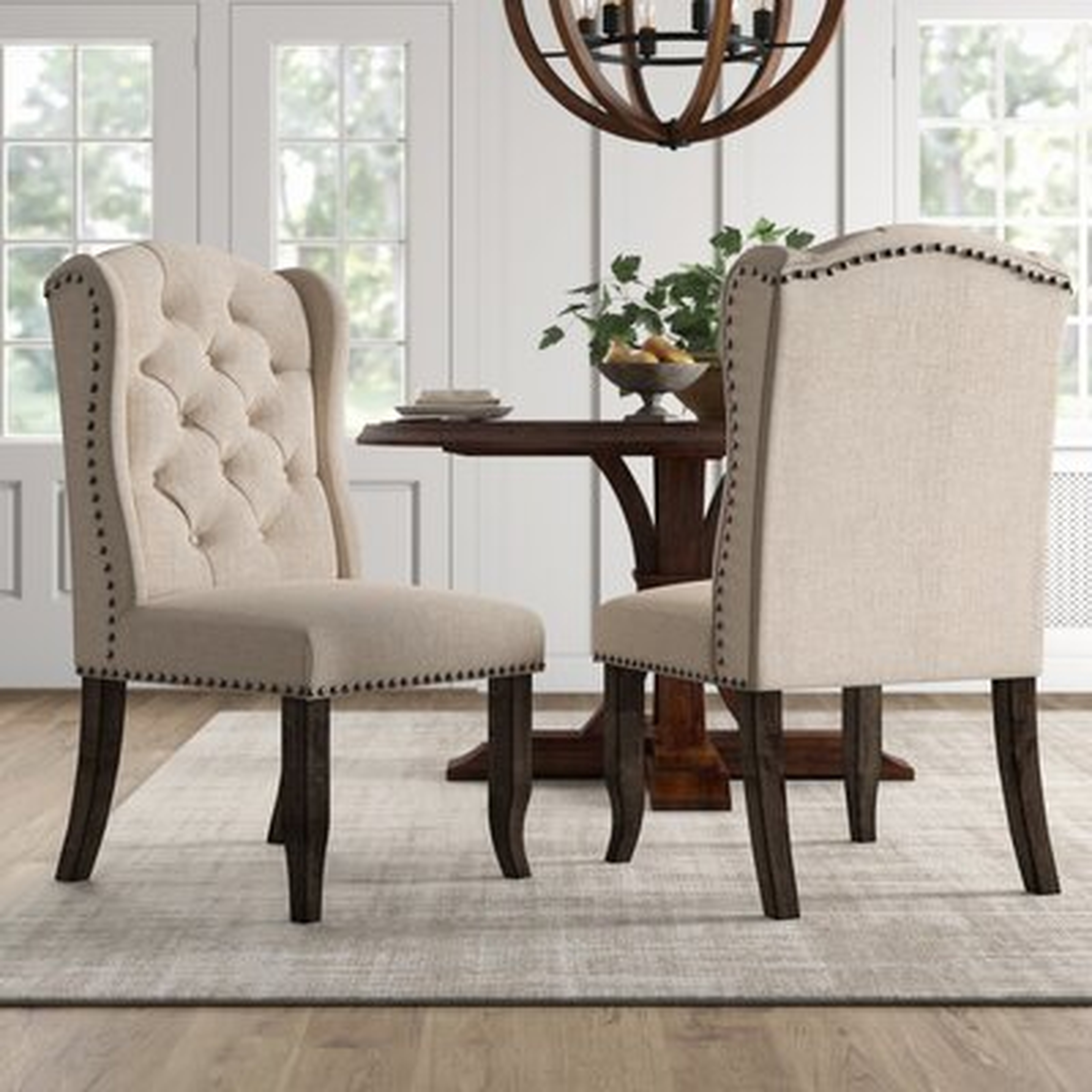 Calila Tufted Upholstered Wingback Side Chair in Beige (Set of 2) - Birch Lane