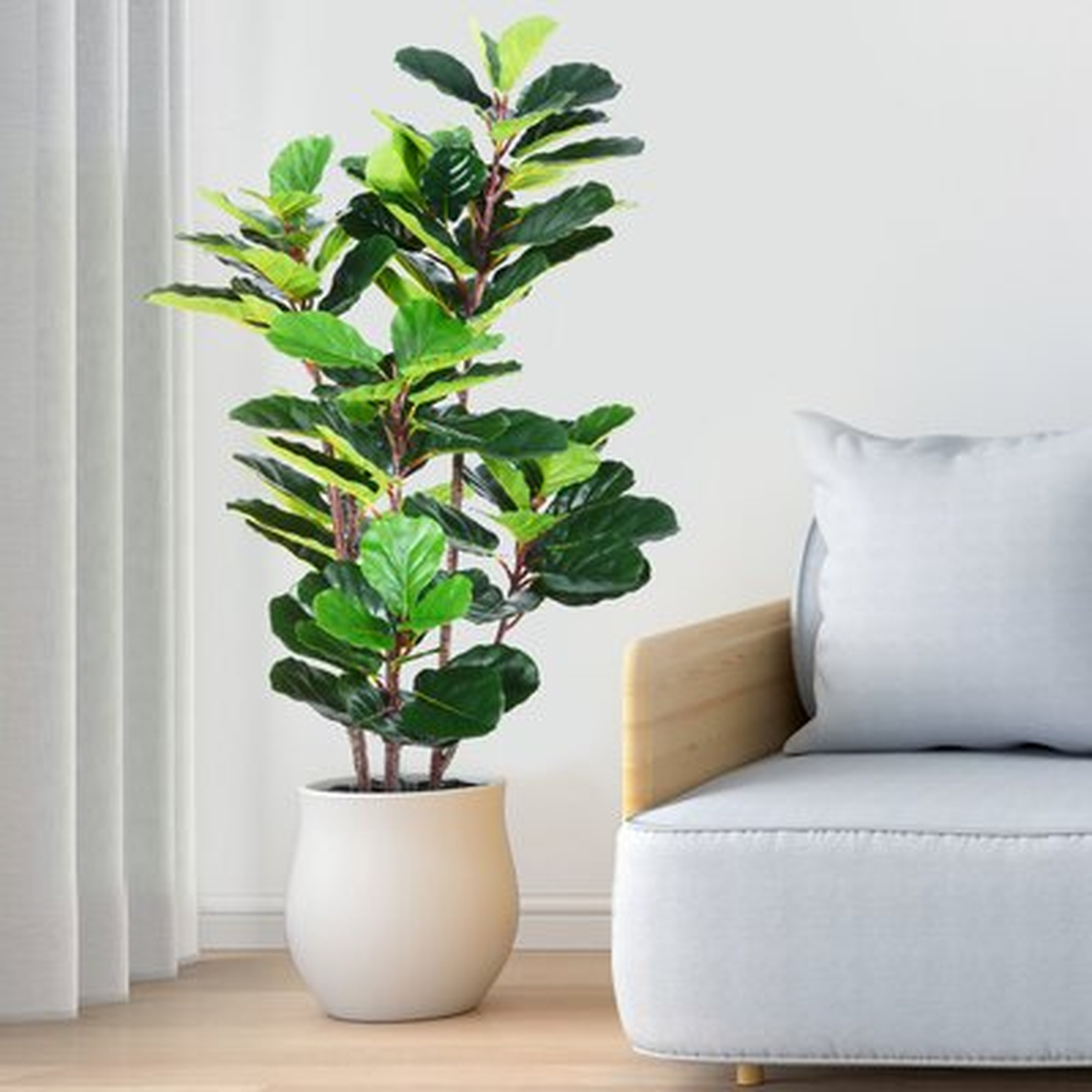 Artificial Fiddle Leaf Fig Tree In Pot Fake Greenery Plant Tropical Faux Plant - Wayfair