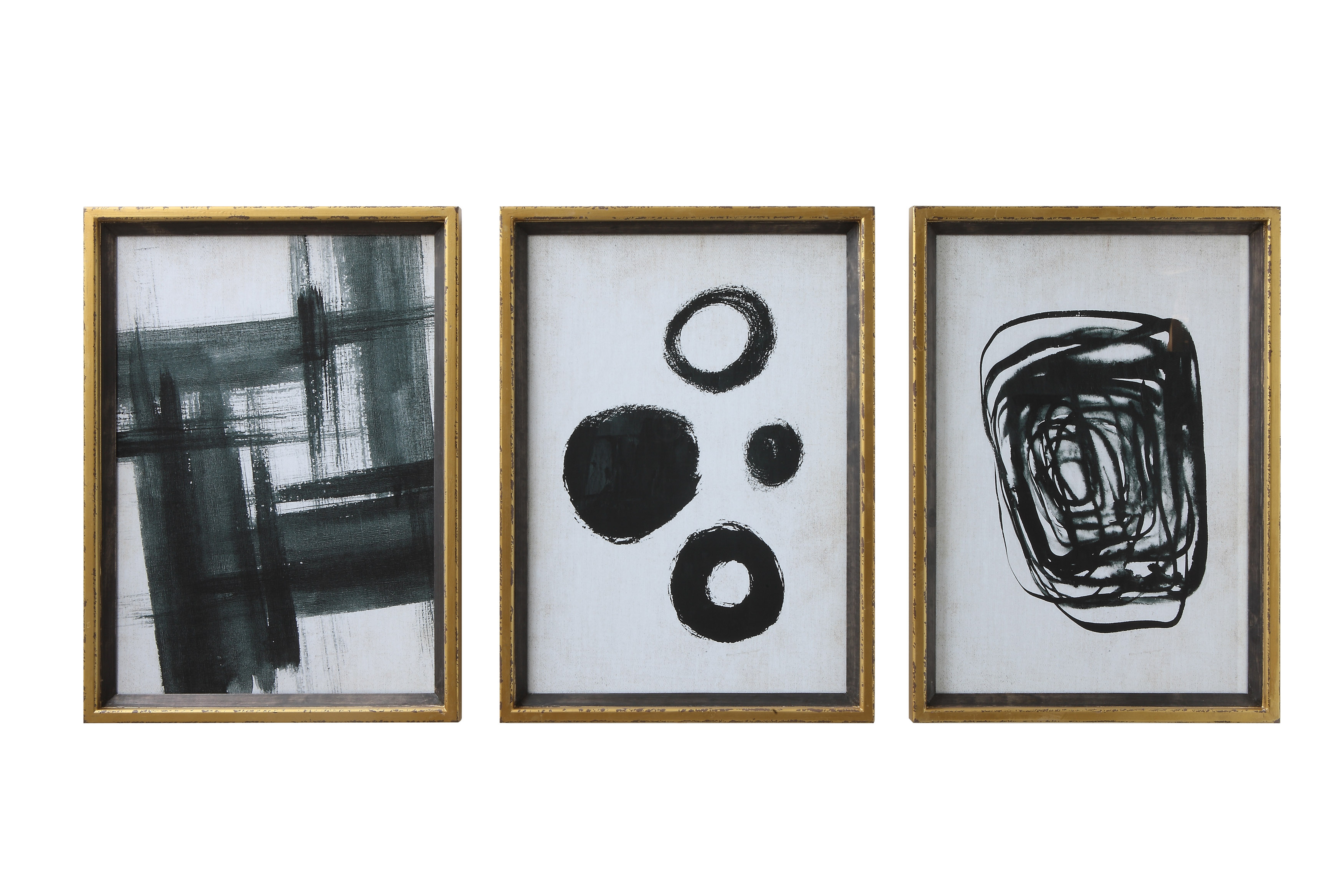 Black & White Abstract Framed Artwork, Set of 3 - Haldin