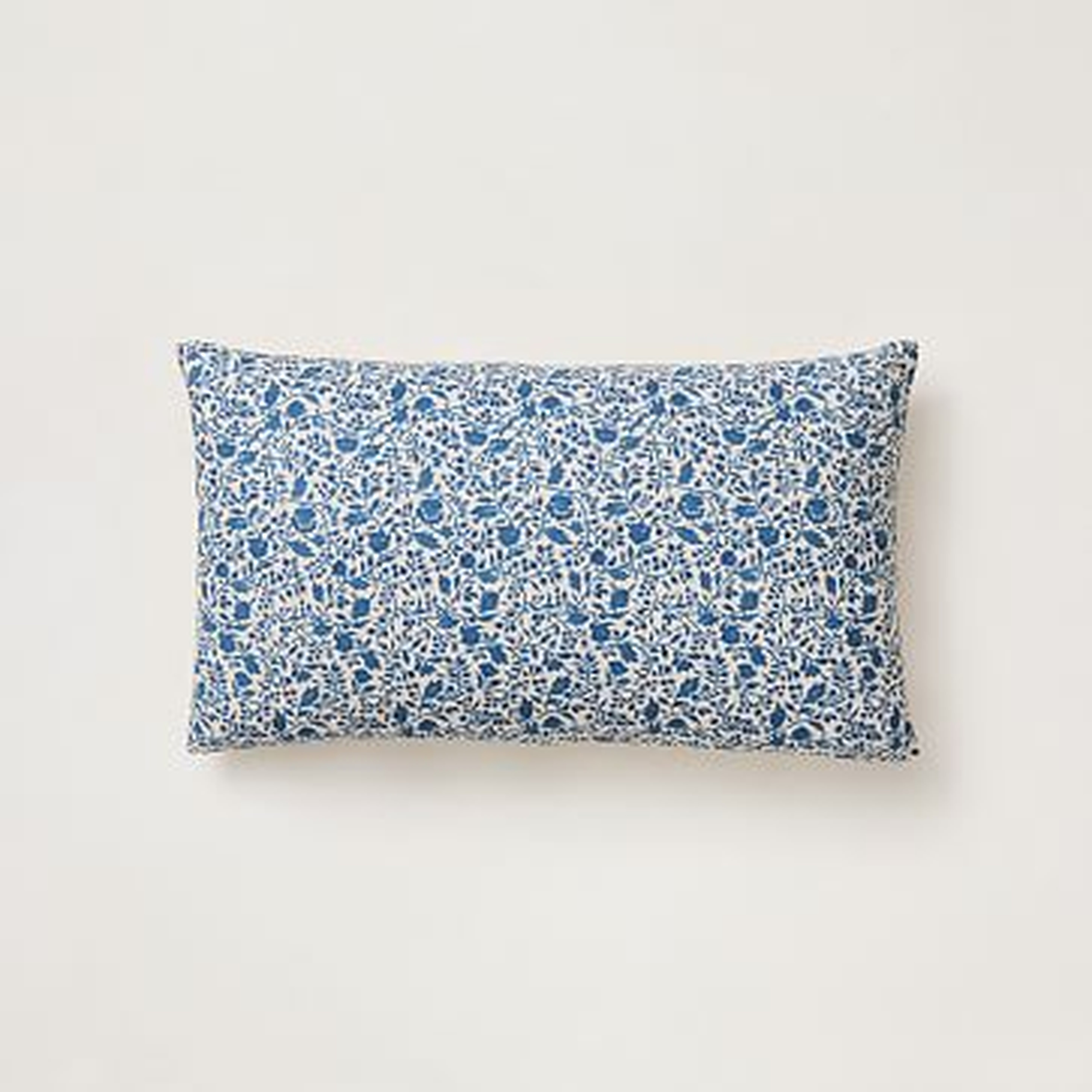 Cotton Velvet Petit Jardin Pillow Cover, Indigo, 12"x21" - West Elm