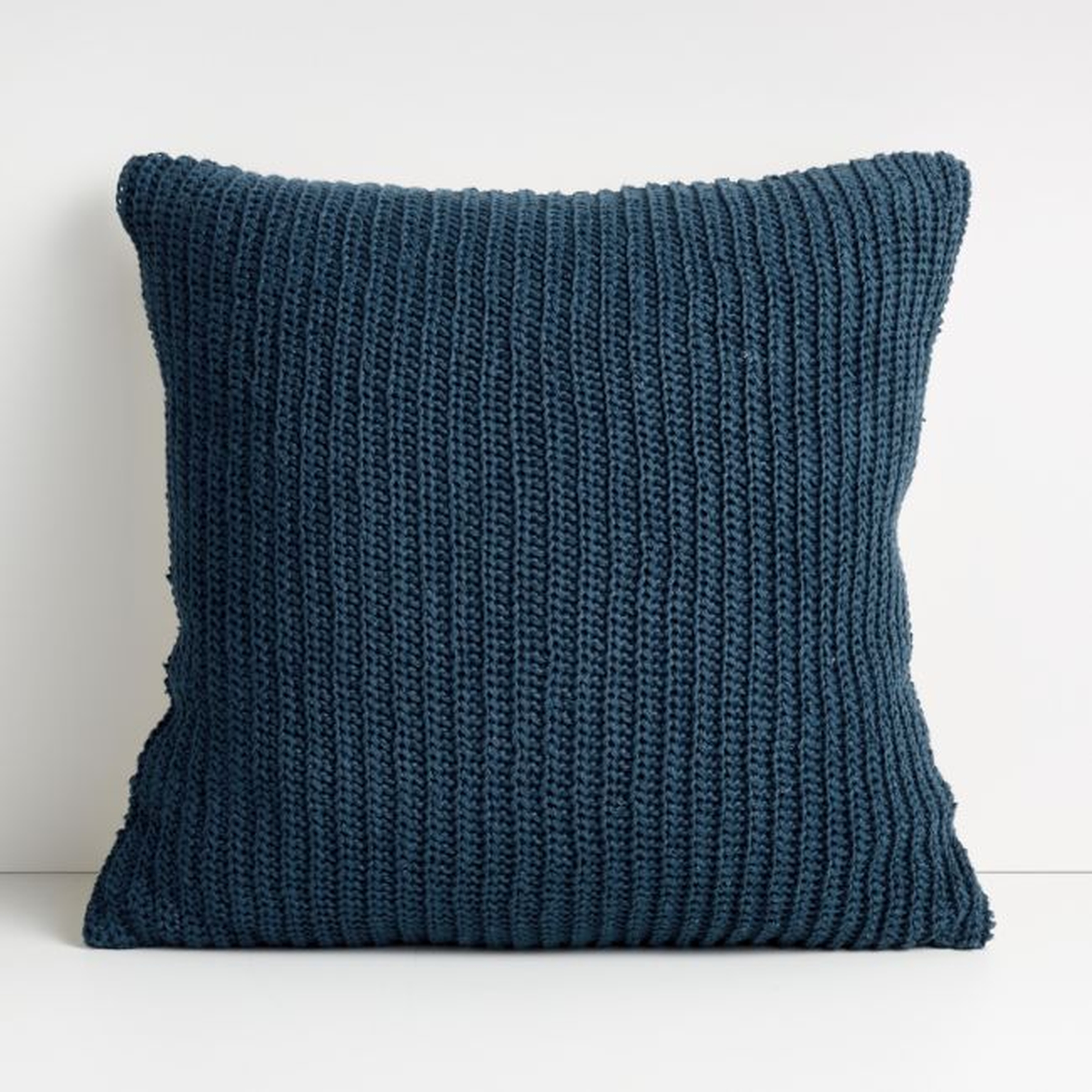 Croft 20" Insignia Blue Crochet Pillow with Feather-Down Insert - Crate and Barrel