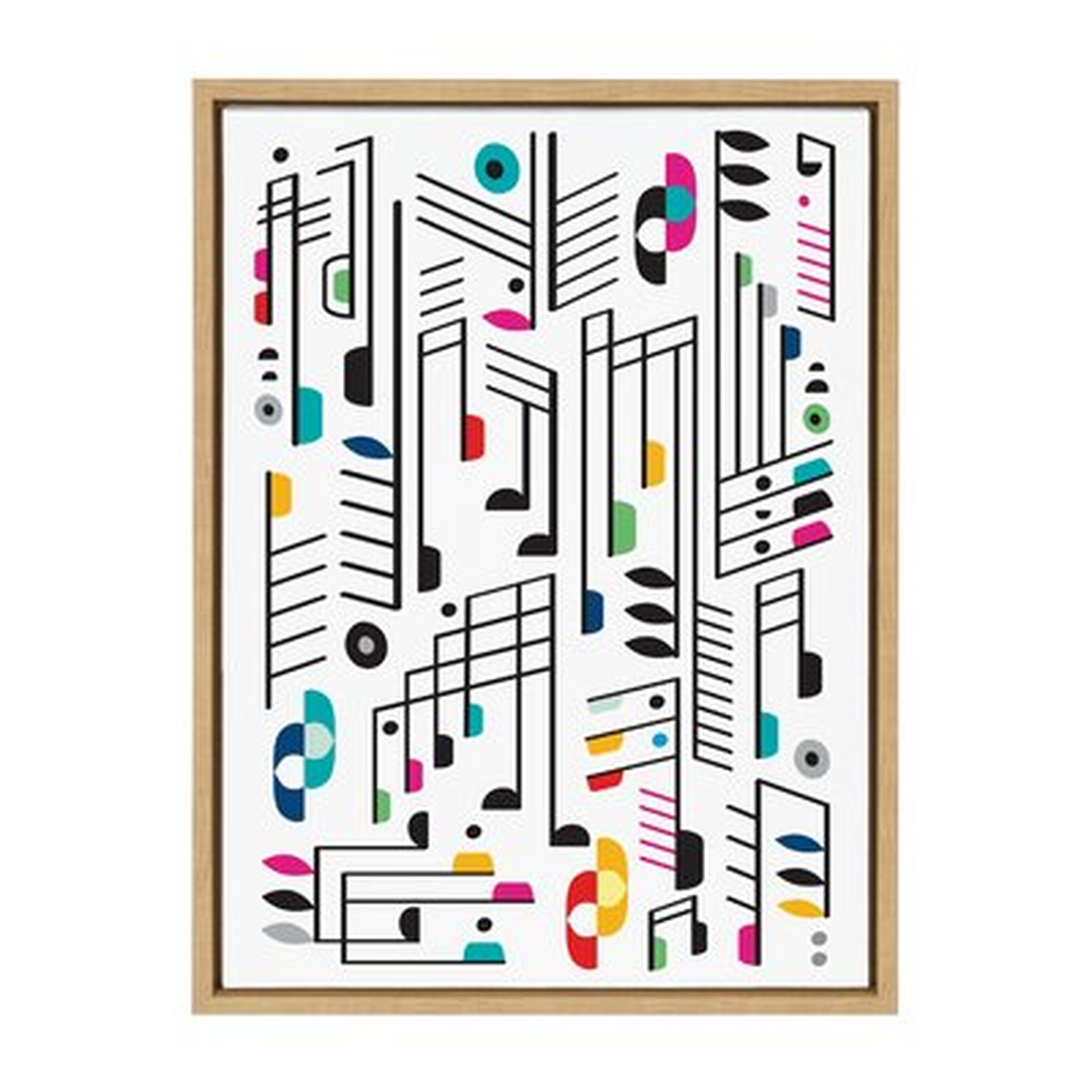 'Music Notes White Background' by Rachel Lee - Floater Frame Painting Print on Canvas - Wayfair