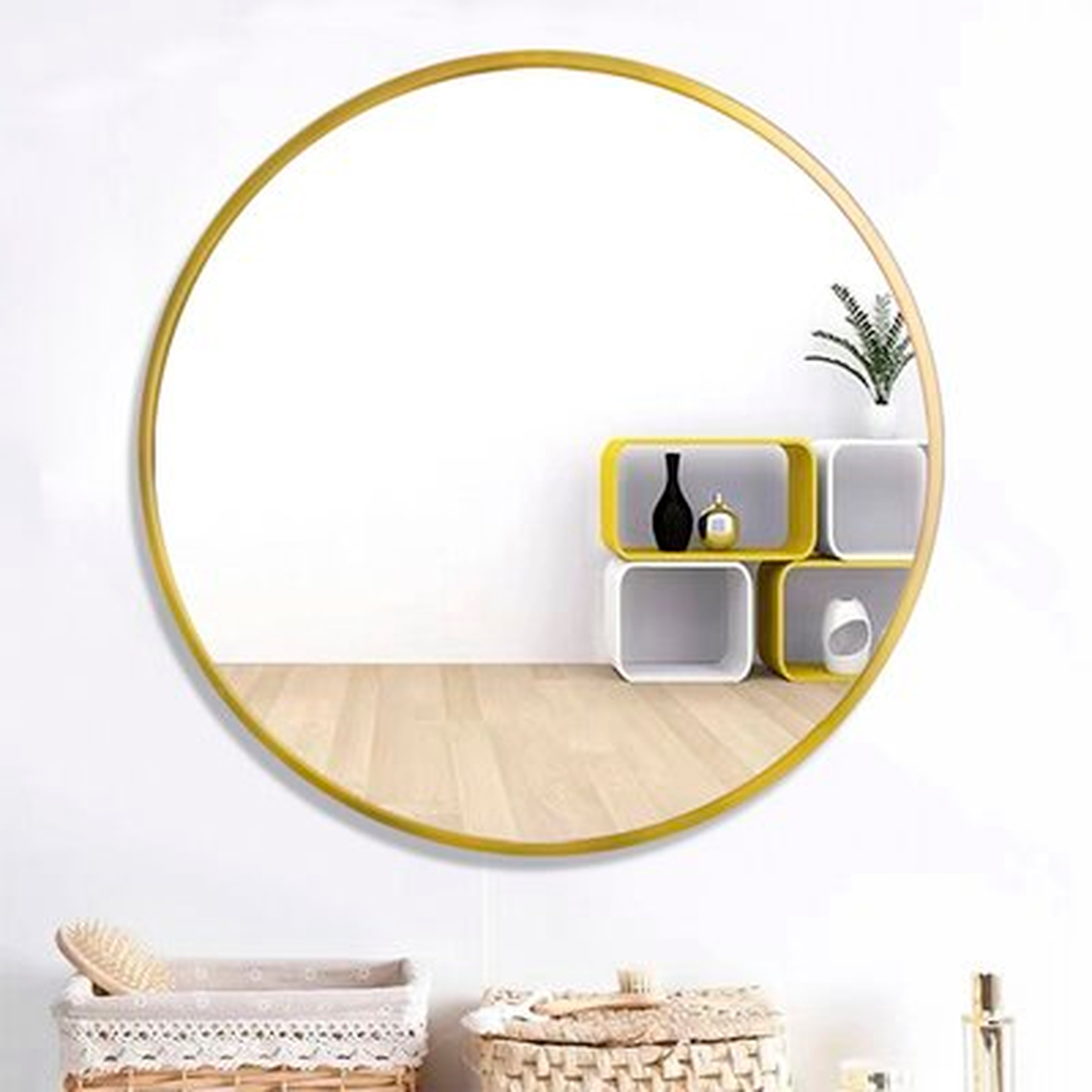 31.5" Wall Mirror Round Black Farmhouse Circular Mirror For Wall Decor gold - Wayfair