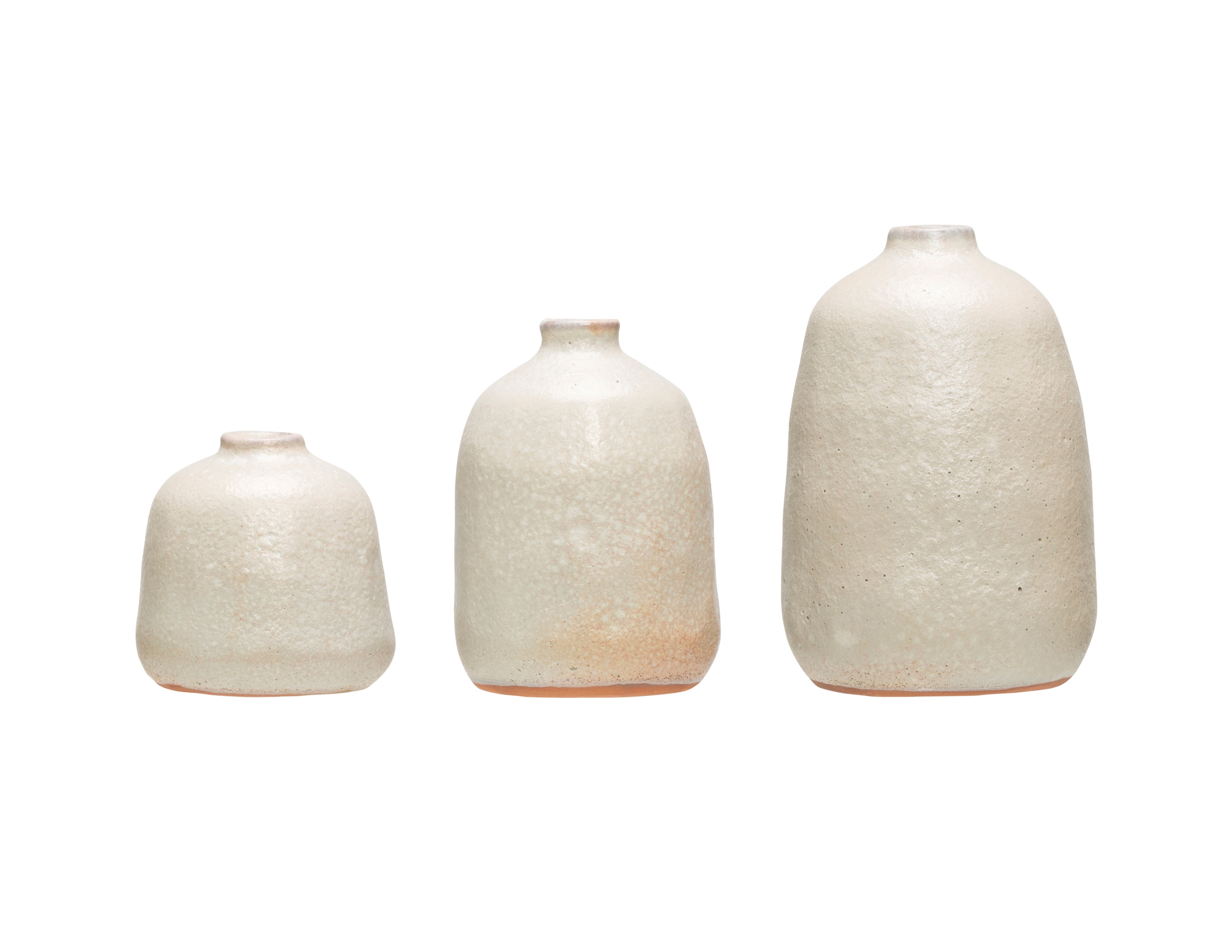 Light Grey Terracotta Vases with Pitted Sand Finishes (Set of 3 Sizes) - Creative Co-Op