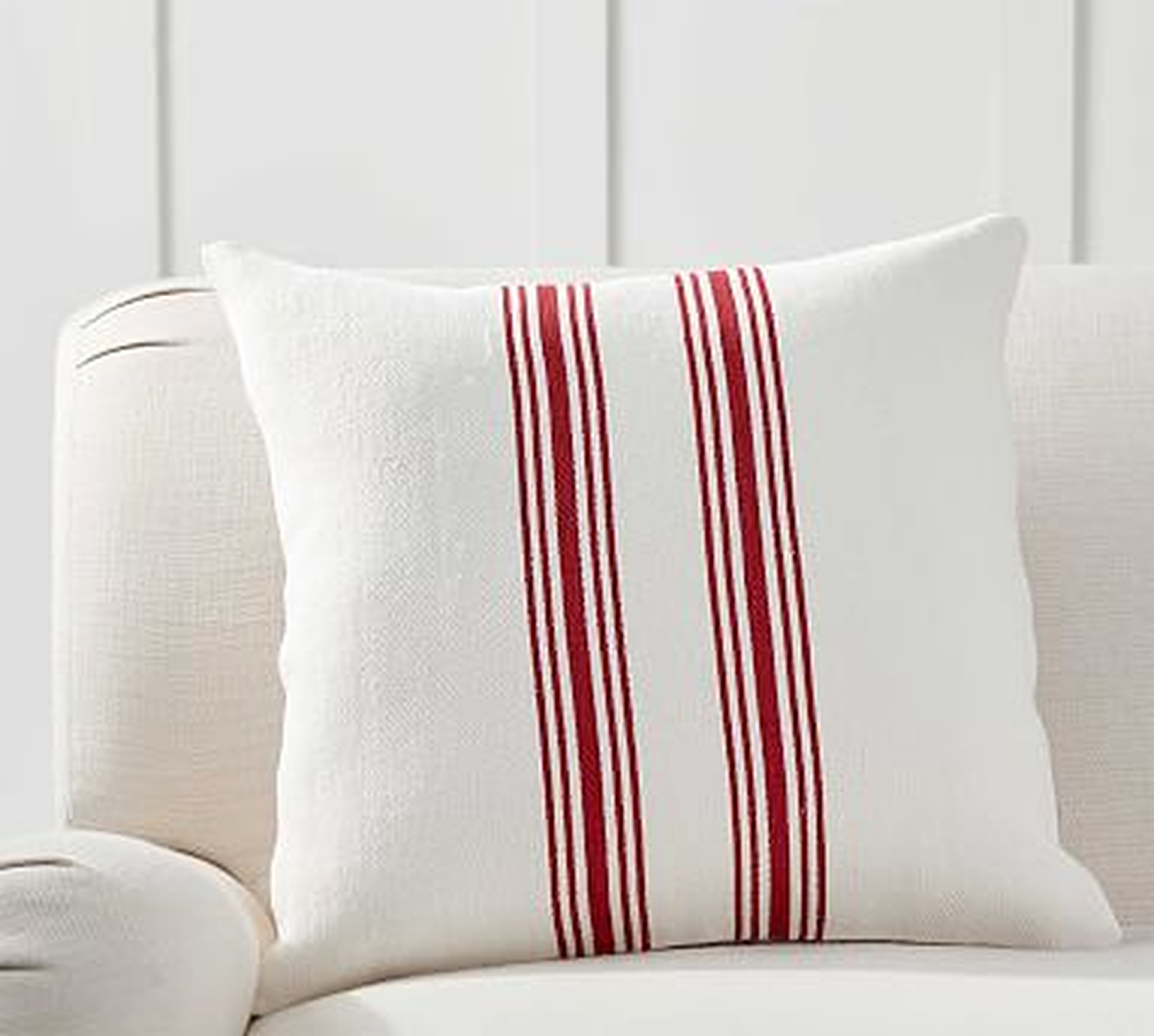 Culver Reversible Stripe Grainsack Pillow Cover, 20", Red Multi - Pottery Barn