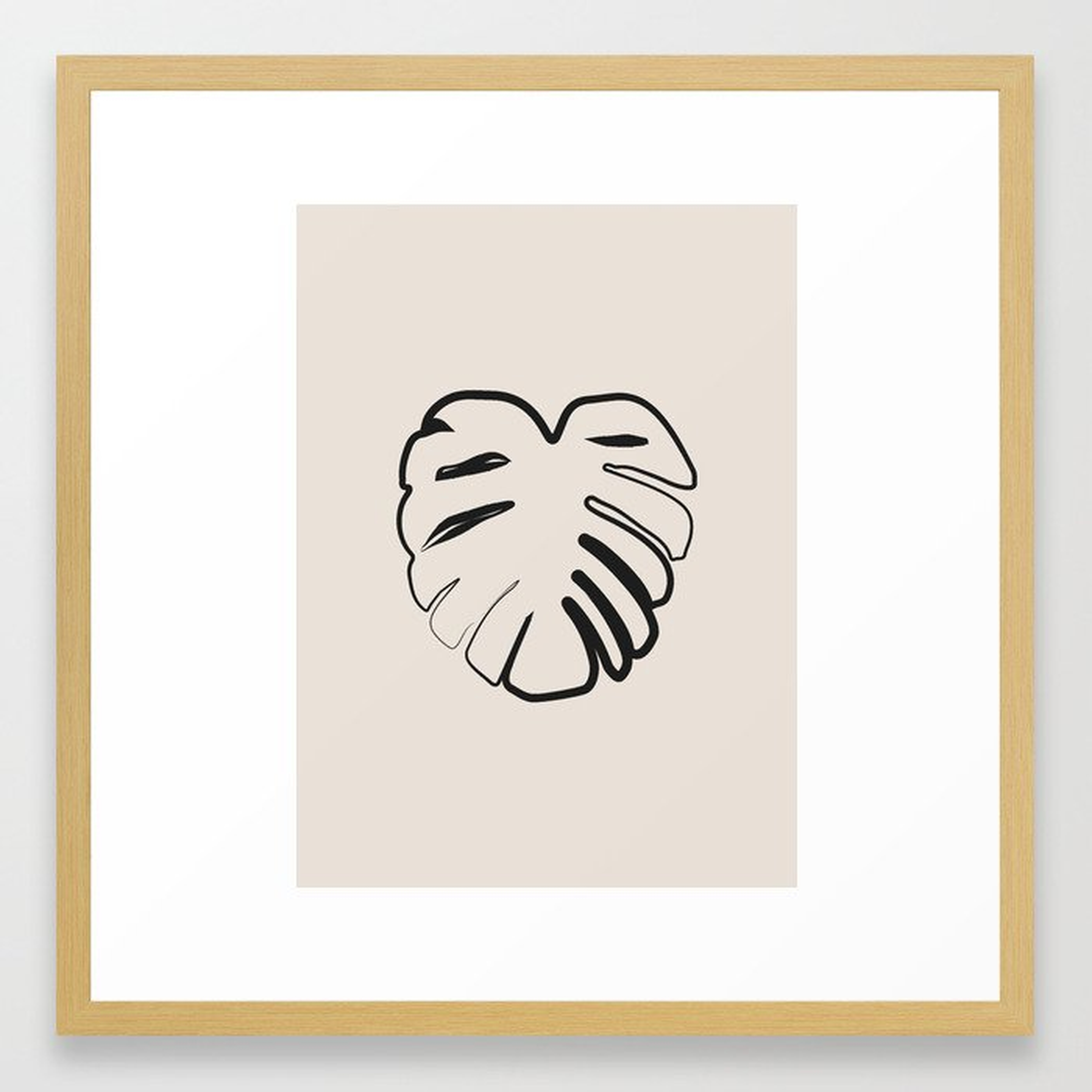 Neutral Beach Collection - Monstera Line Print Framed Art Print by Grace - Conservation Natural - MEDIUM (Gallery)-22x22 - Society6