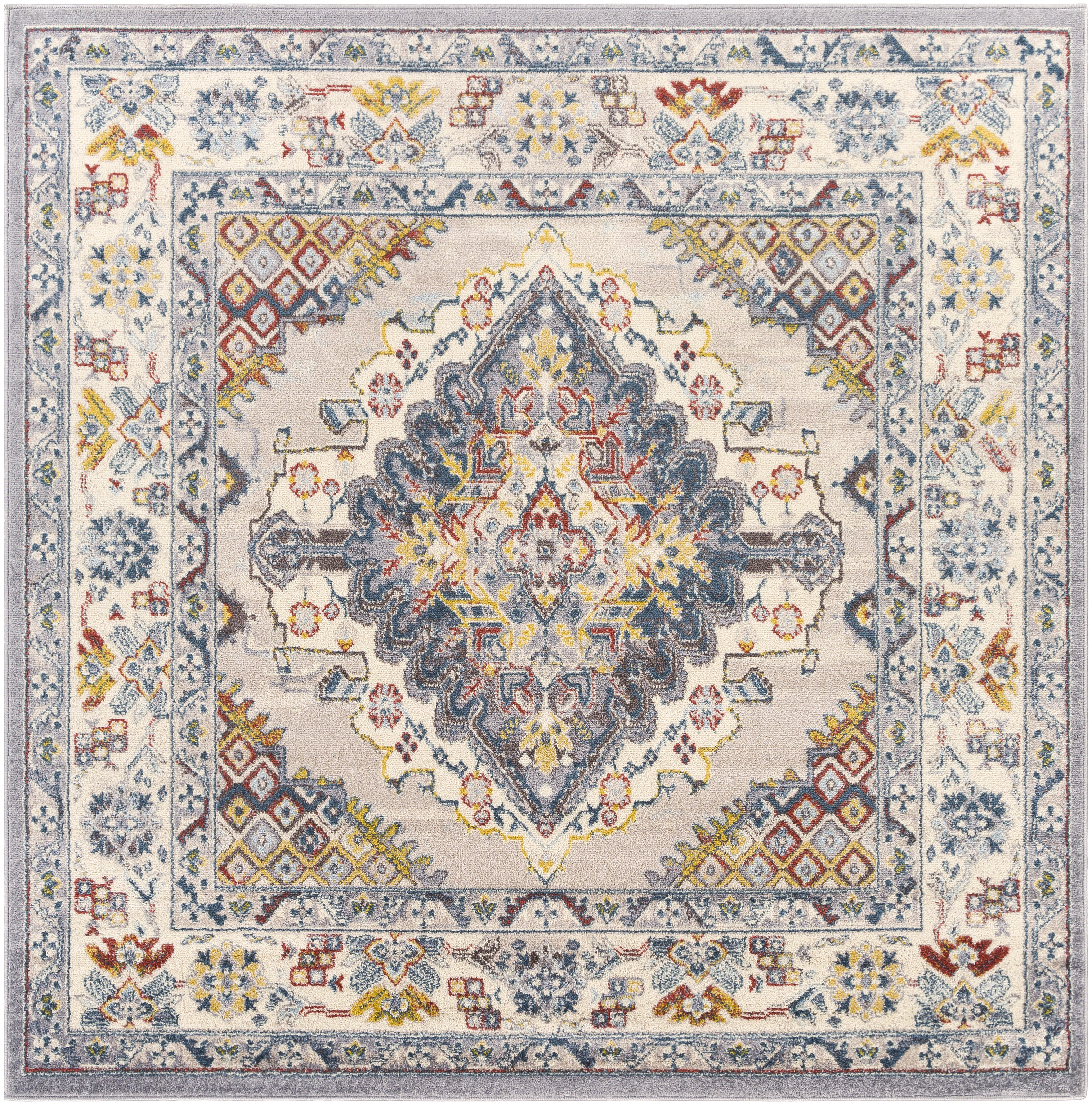 Livabliss Ankara Gray Indoor 6'7" x 6'7" Machine Woven Rug - Surya