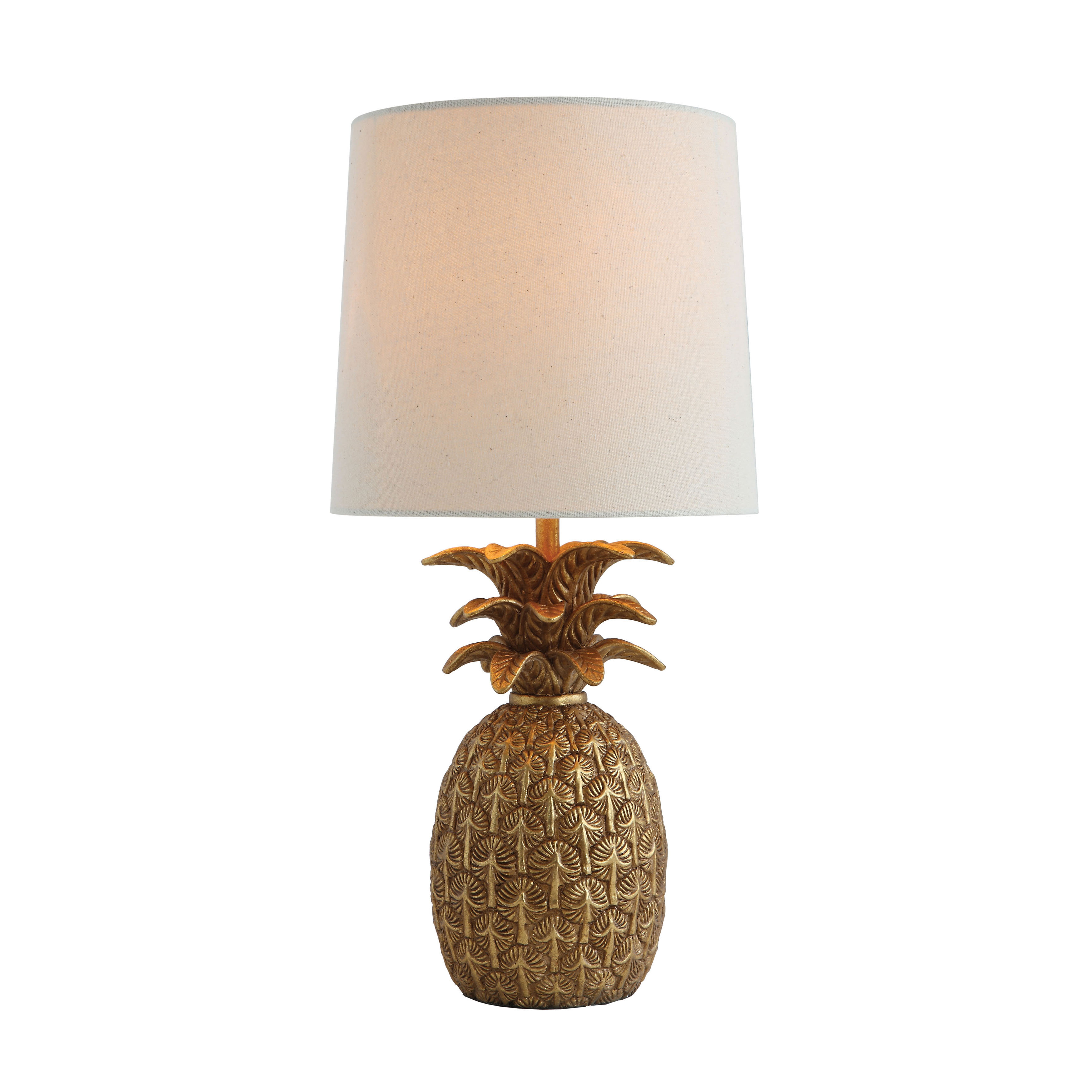 Resin Pineapple Shaped Table Lamp with Distressed Finish & Linen Shade - Nomad Home