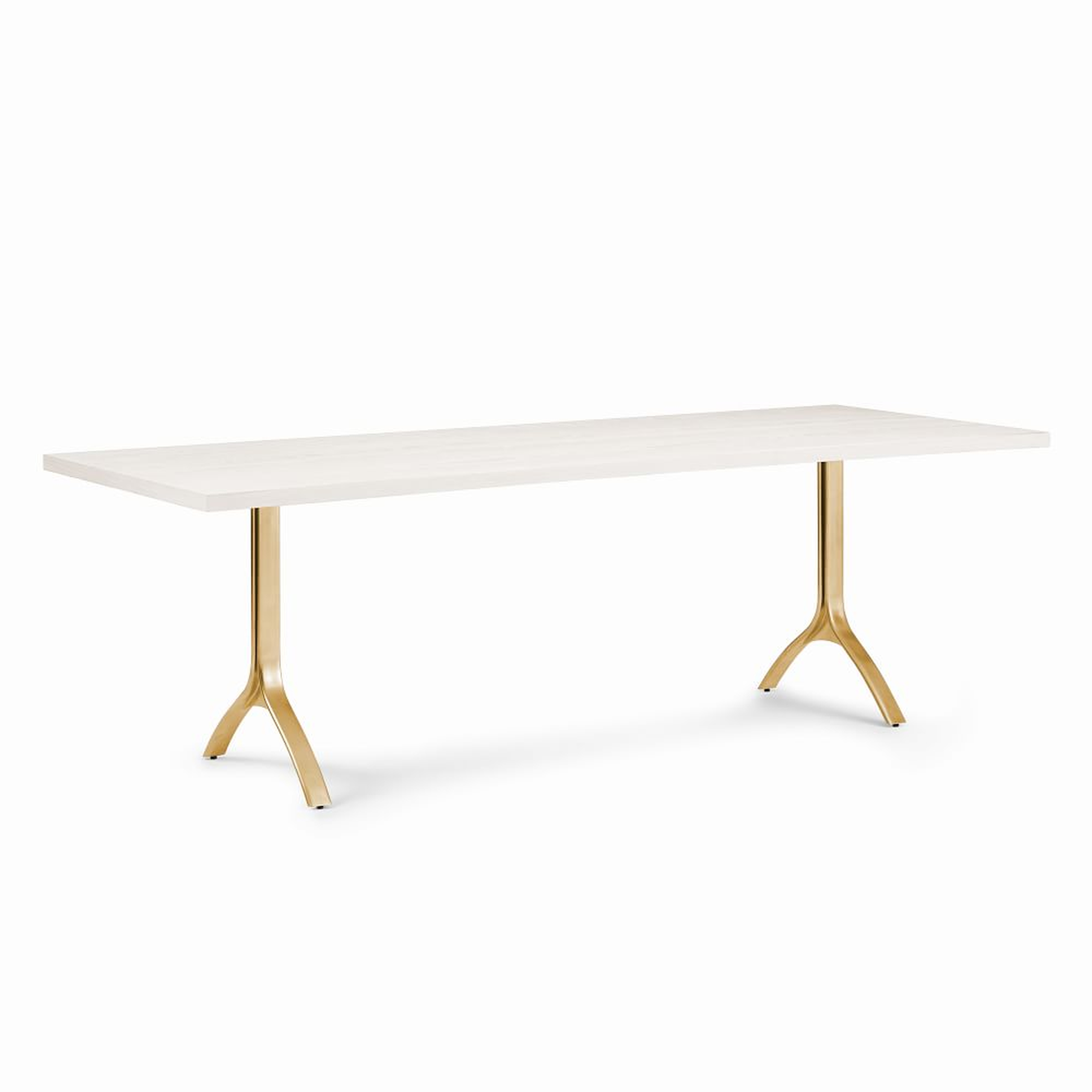 Avery Wishbone 94" Dining Table, Winter Wood, Antique Brass - West Elm
