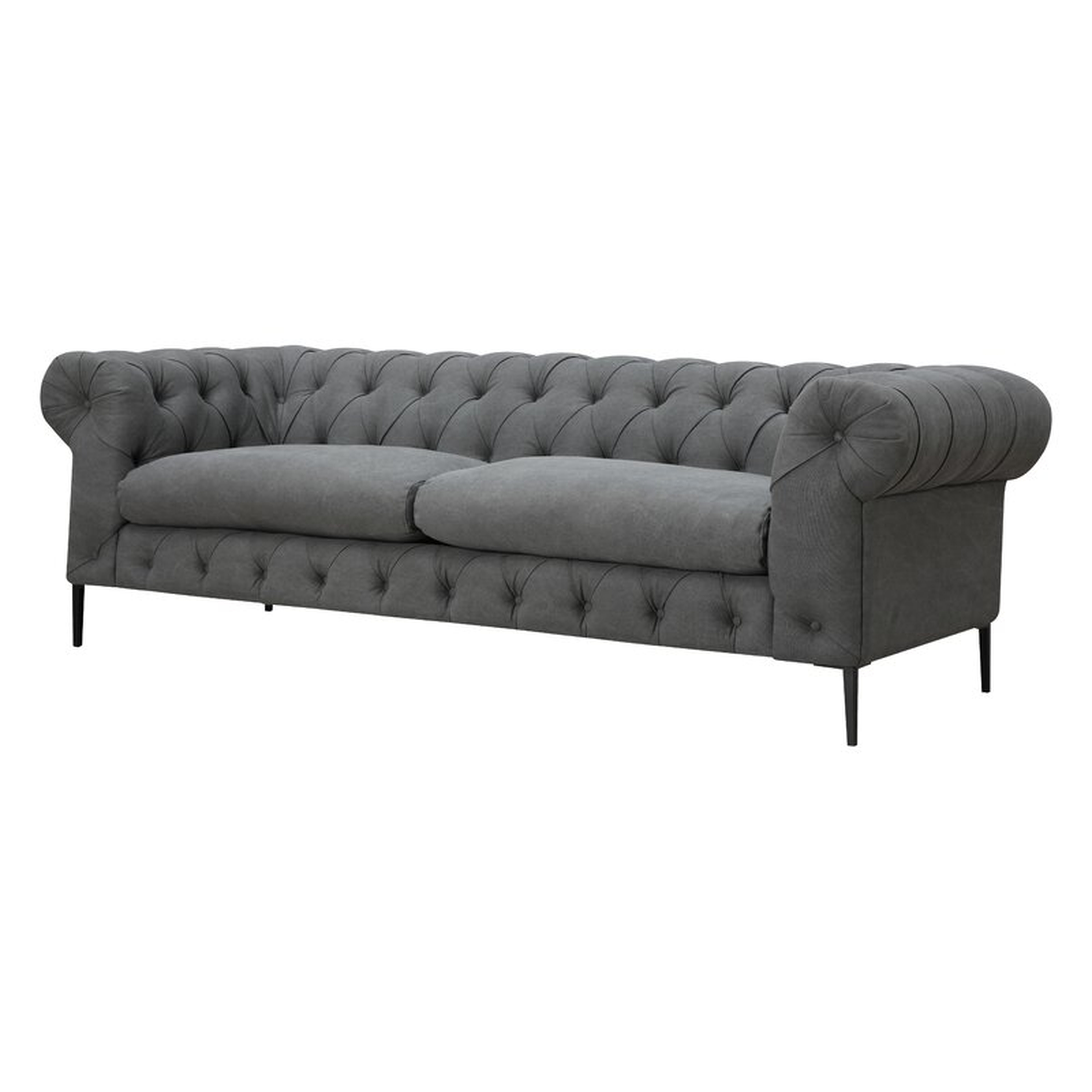 Canal Chesterfield Sofa Cotton Blend Fabric: Grey - Perigold