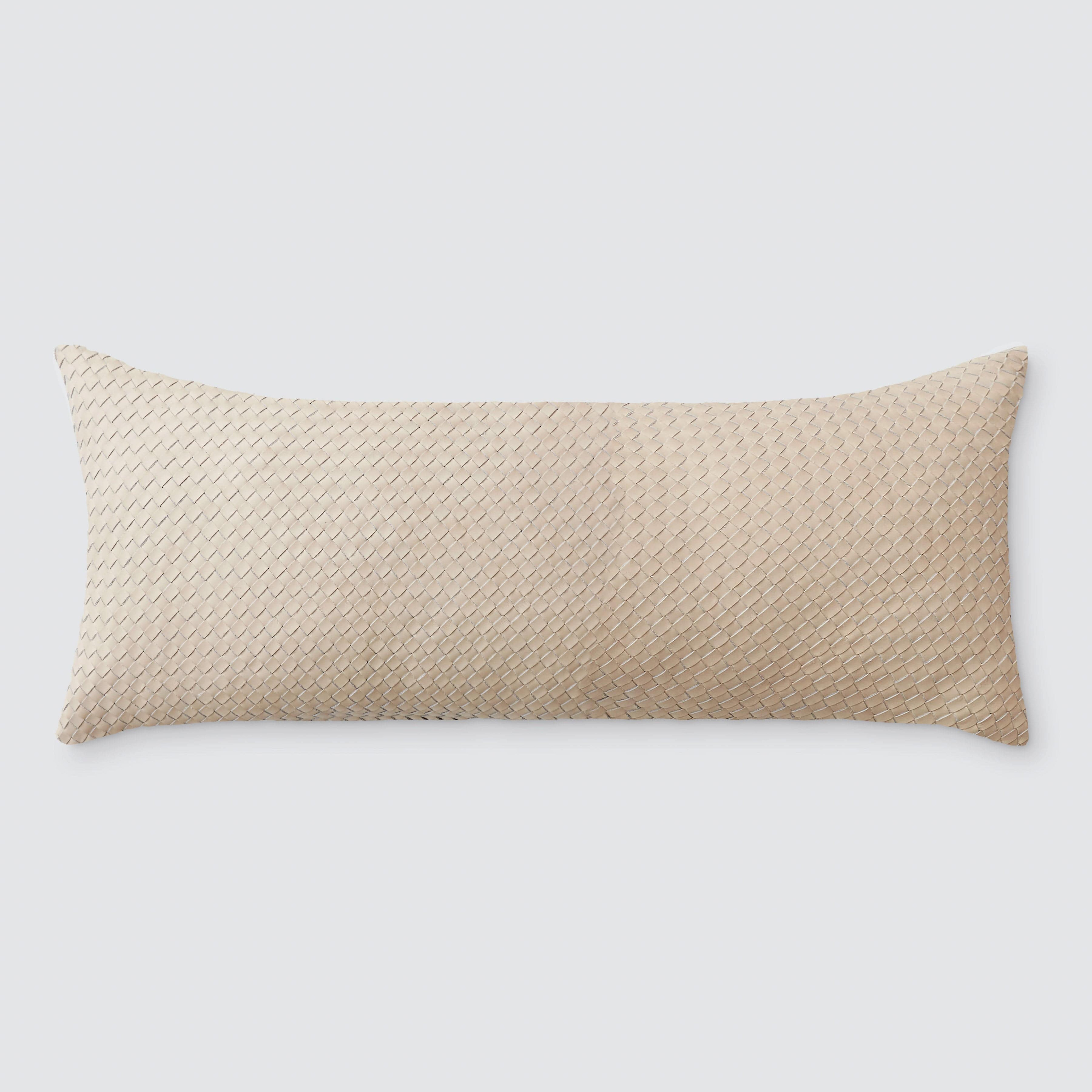 The Citizenry Dhara Leather Lumbar Pillow | 12" x 30" | Ivory - The Citizenry