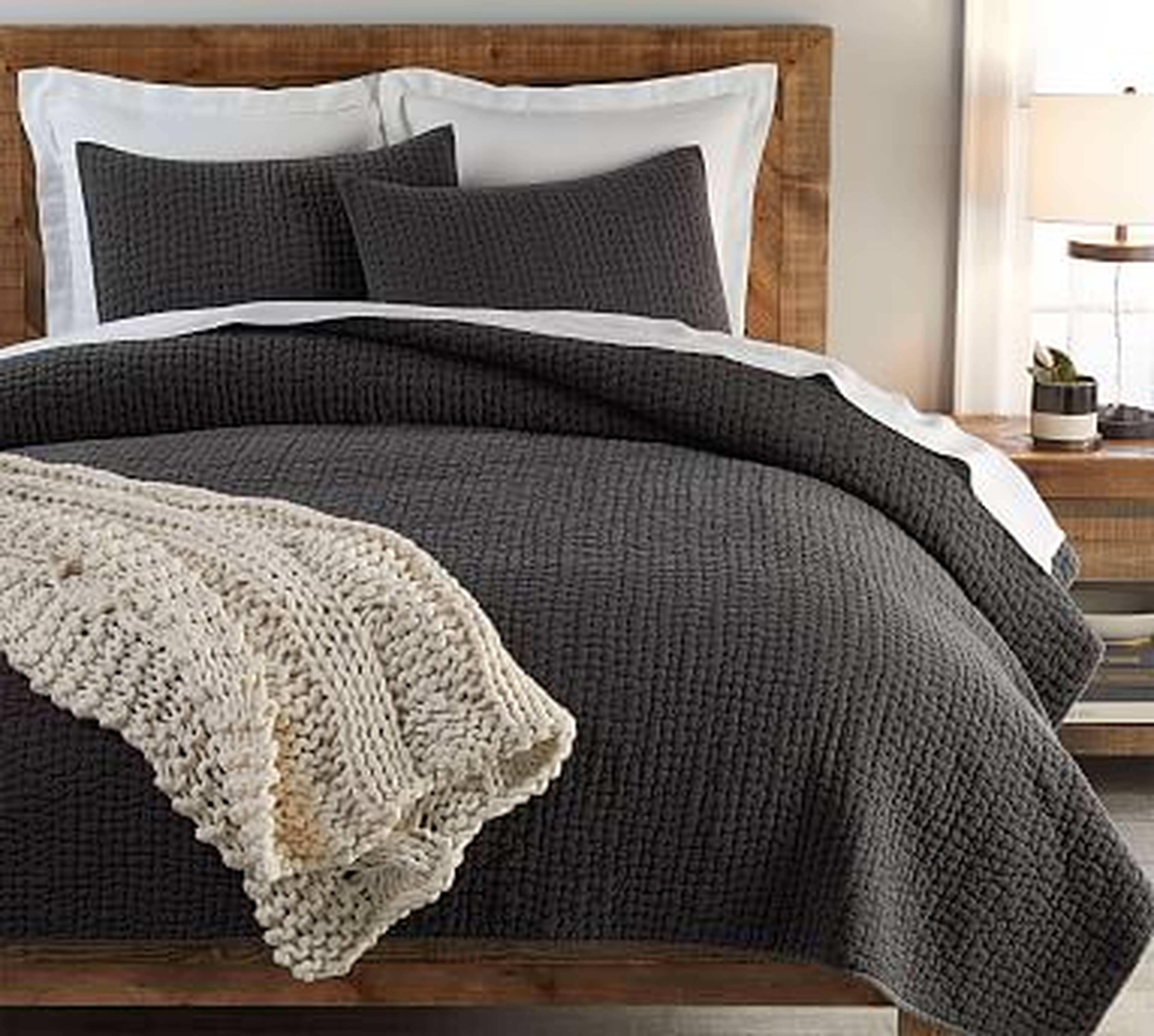 Stonewashed Pickstitch Cotton Quilt, King/Cal. King, Shale - Pottery Barn