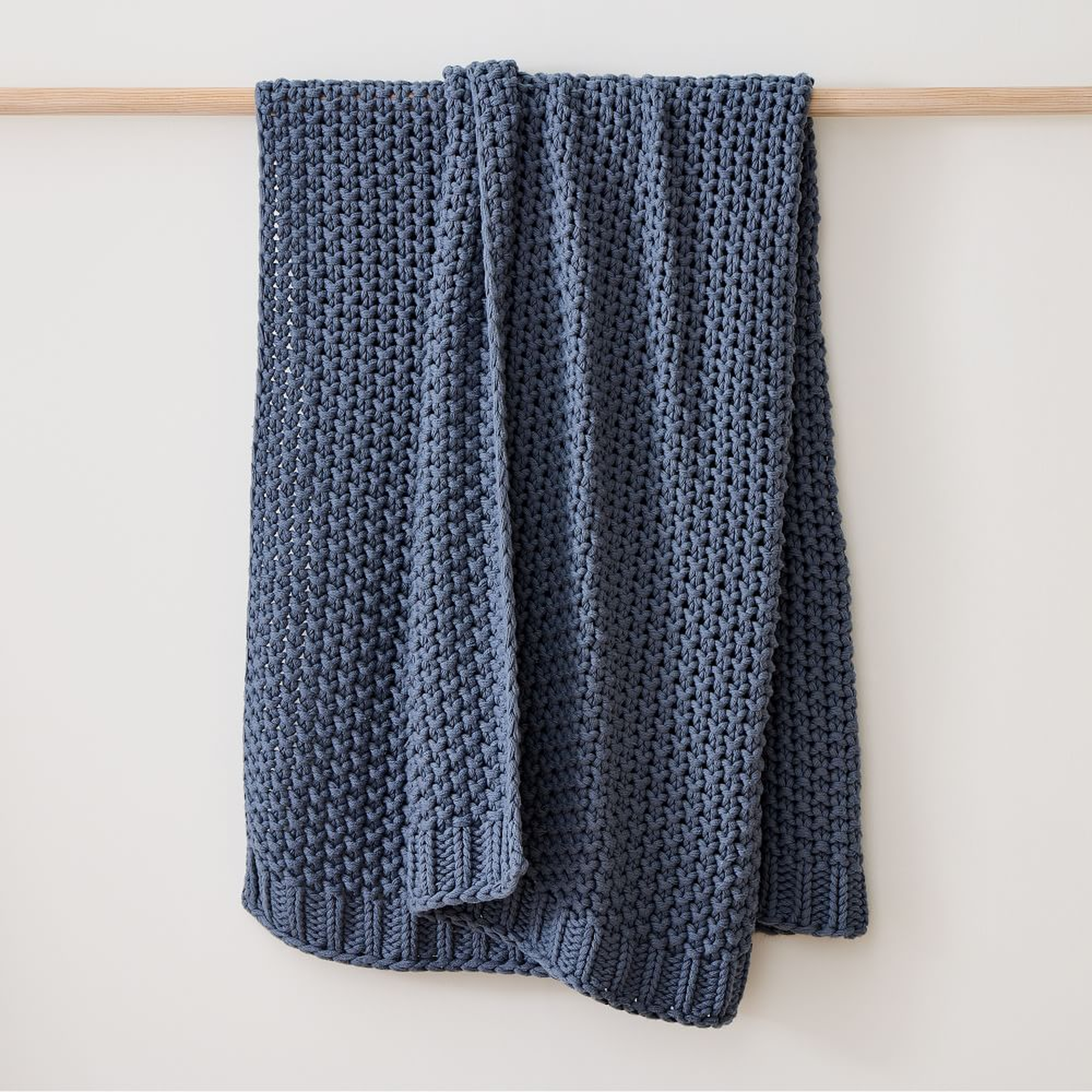 Chunky Cotton Knit Throw, 50"x60", Marina Blue - West Elm