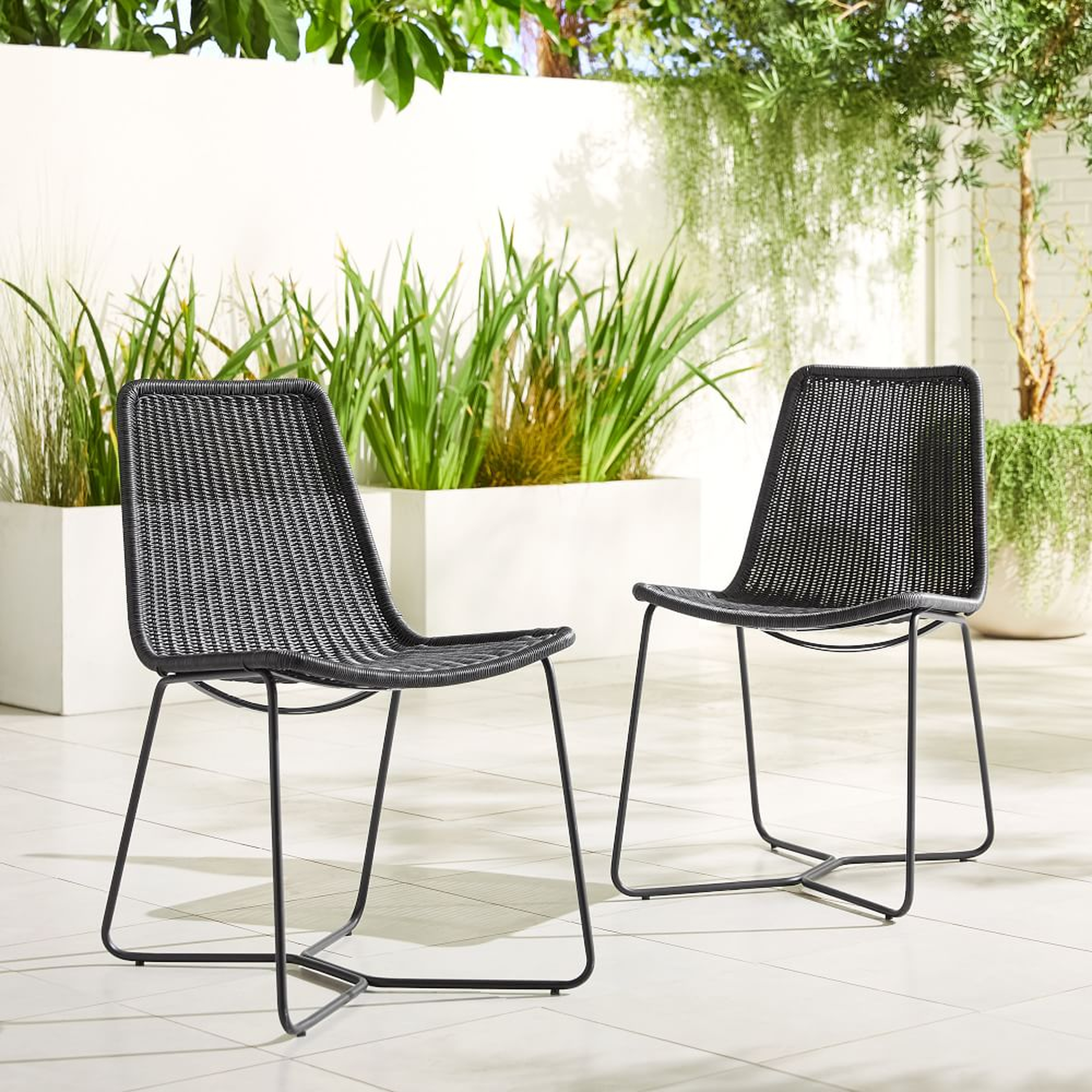 Slope Outdoor Dining Chair, S/2, Charcoal - West Elm