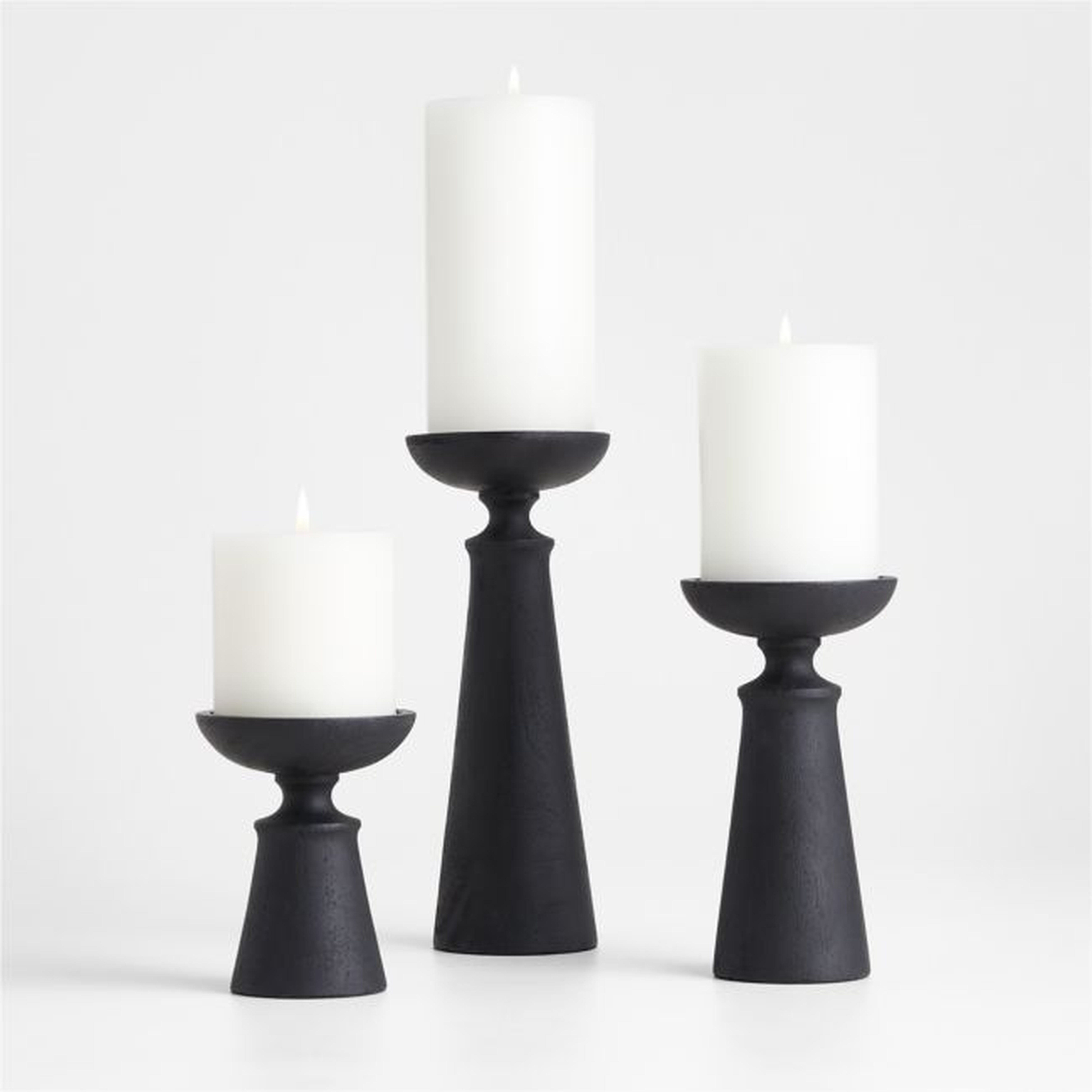 Izumo Ebonized Wood Pillar Holders, Set of 3 - Crate and Barrel